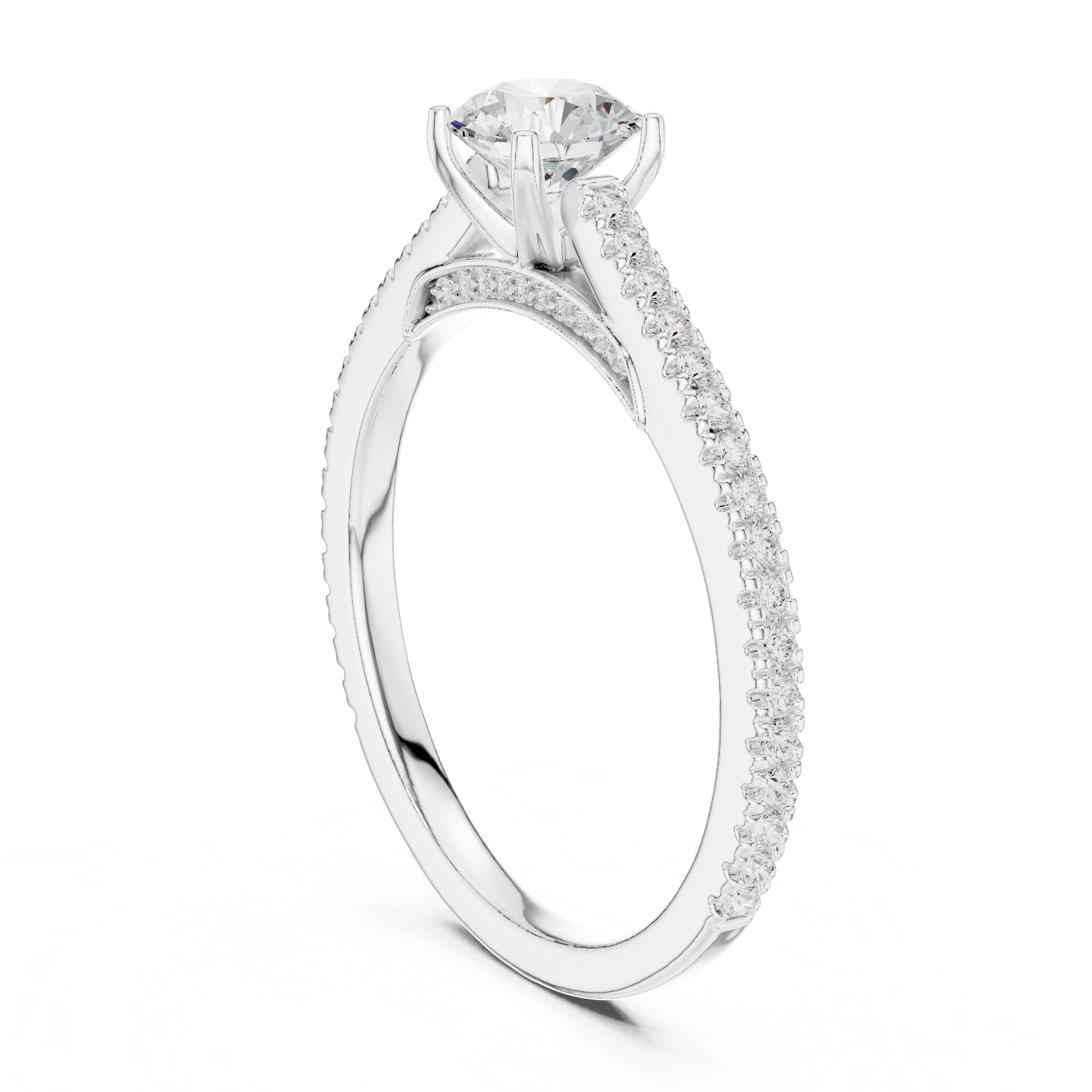 Delicate Solitaire Diamond Ring with Hidden Halo Accent