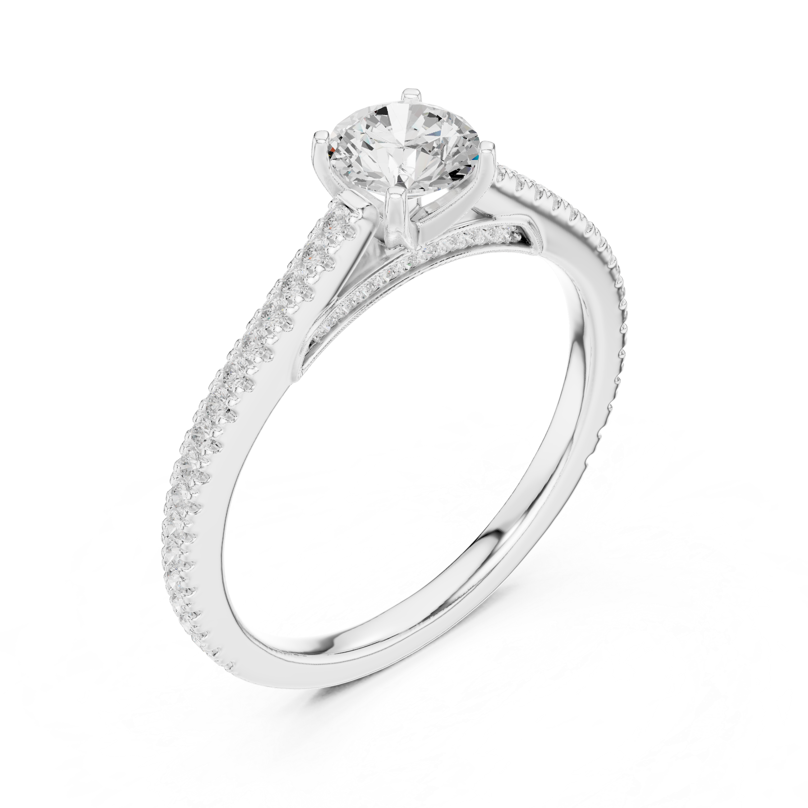 Delicate Solitaire Diamond Ring with Hidden Halo Accent