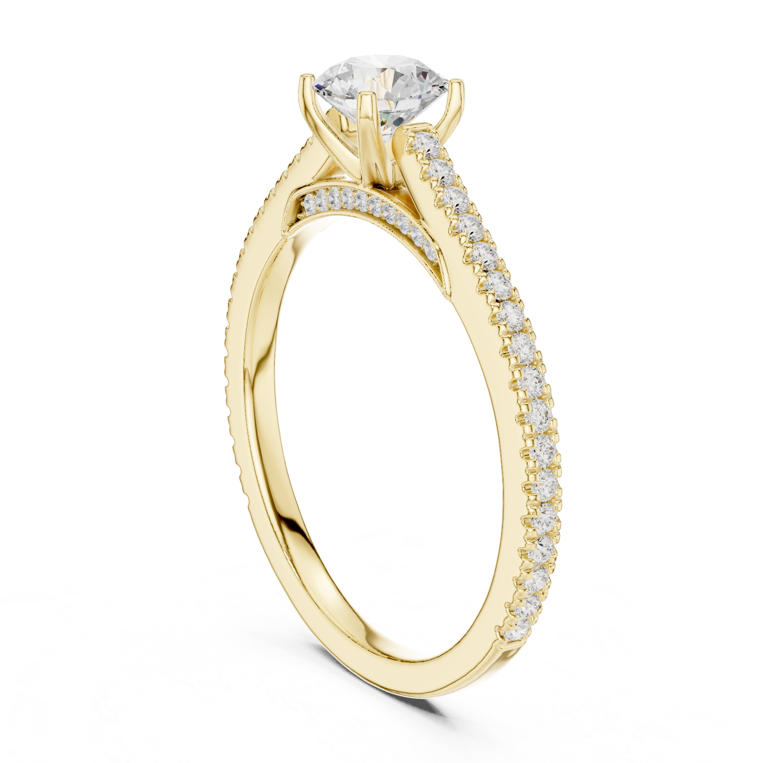 Delicate Solitaire Diamond Ring with Hidden Halo Accent