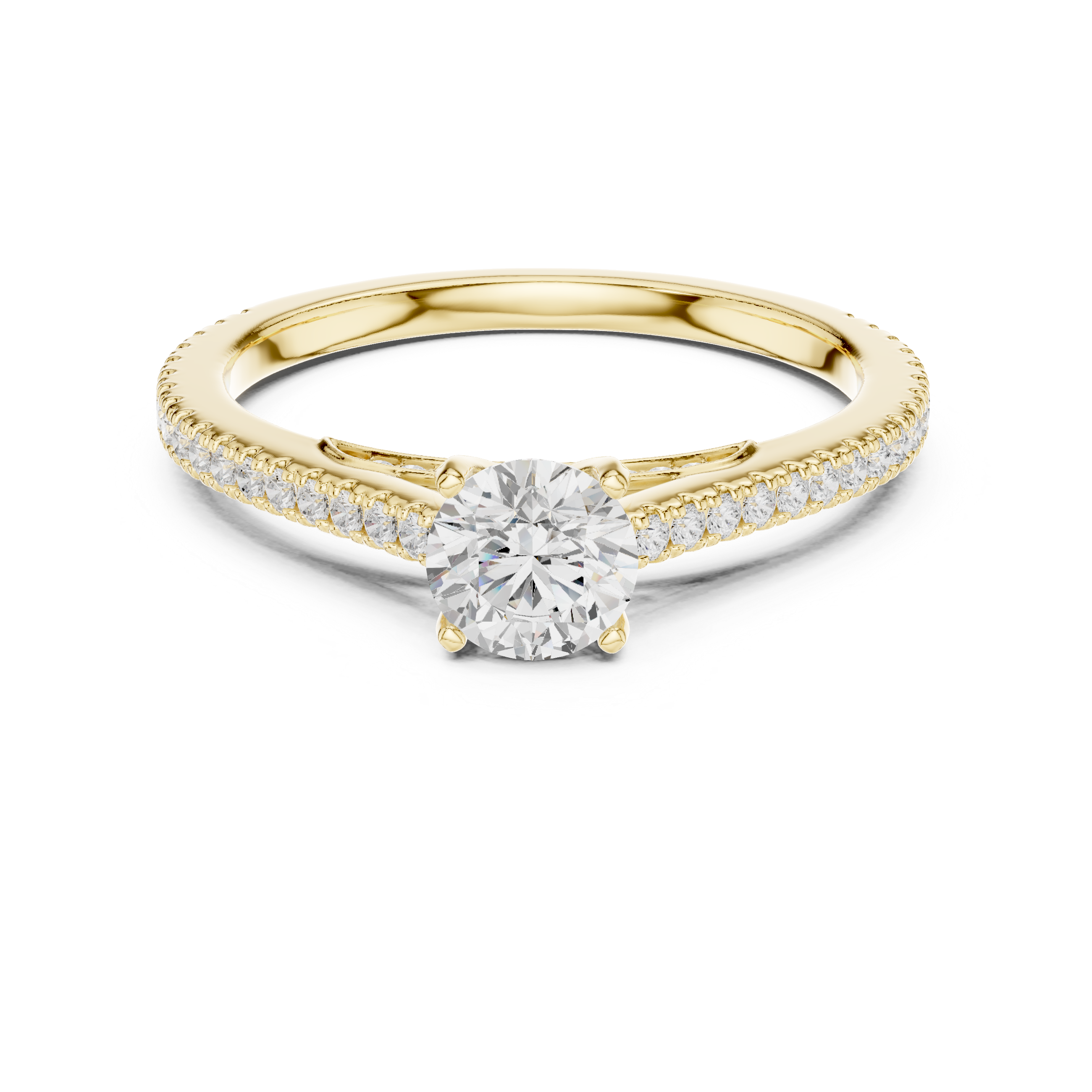 Delicate Solitaire Diamond Ring with Hidden Halo Accent