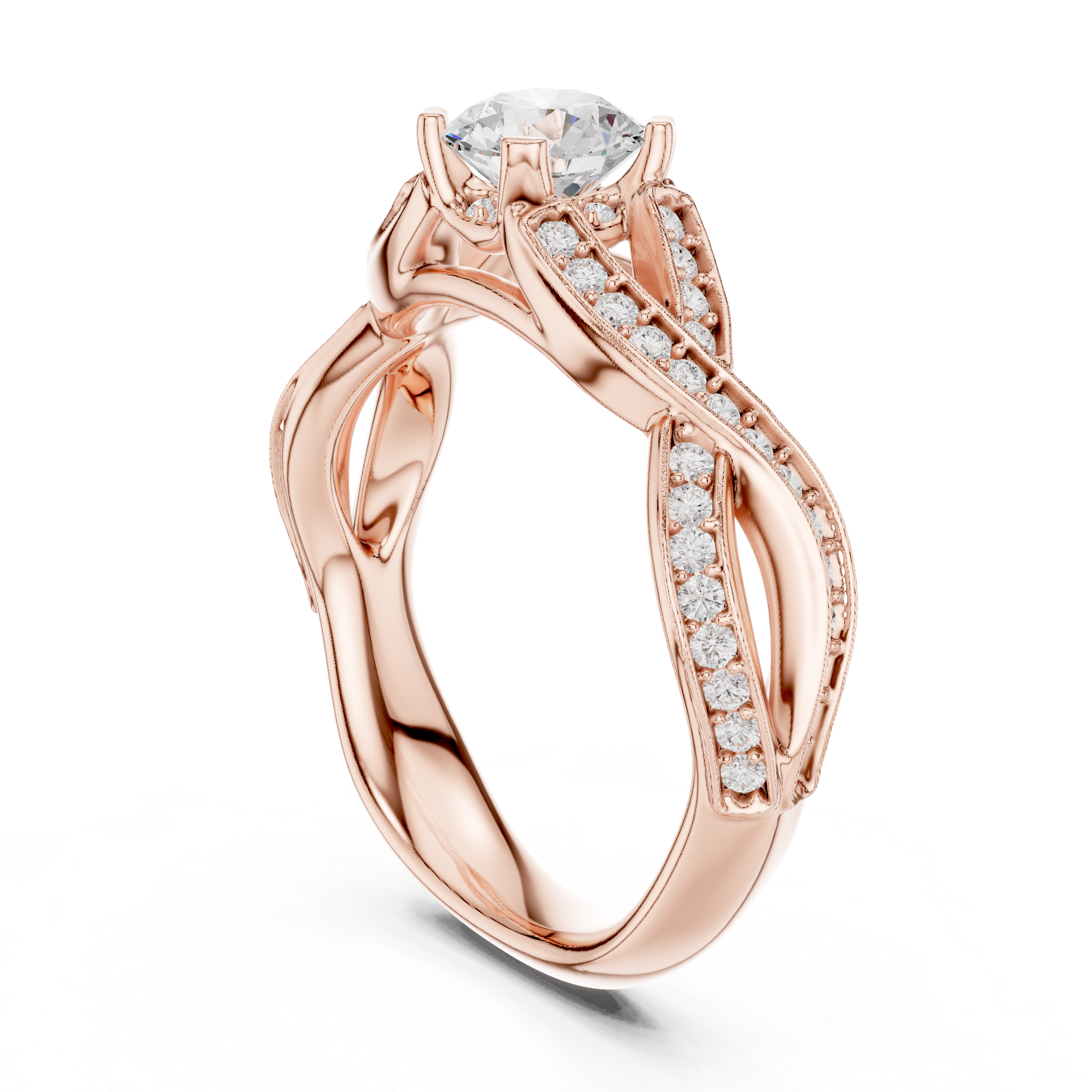 Twisted Infinity Diamond Solitaire Ring