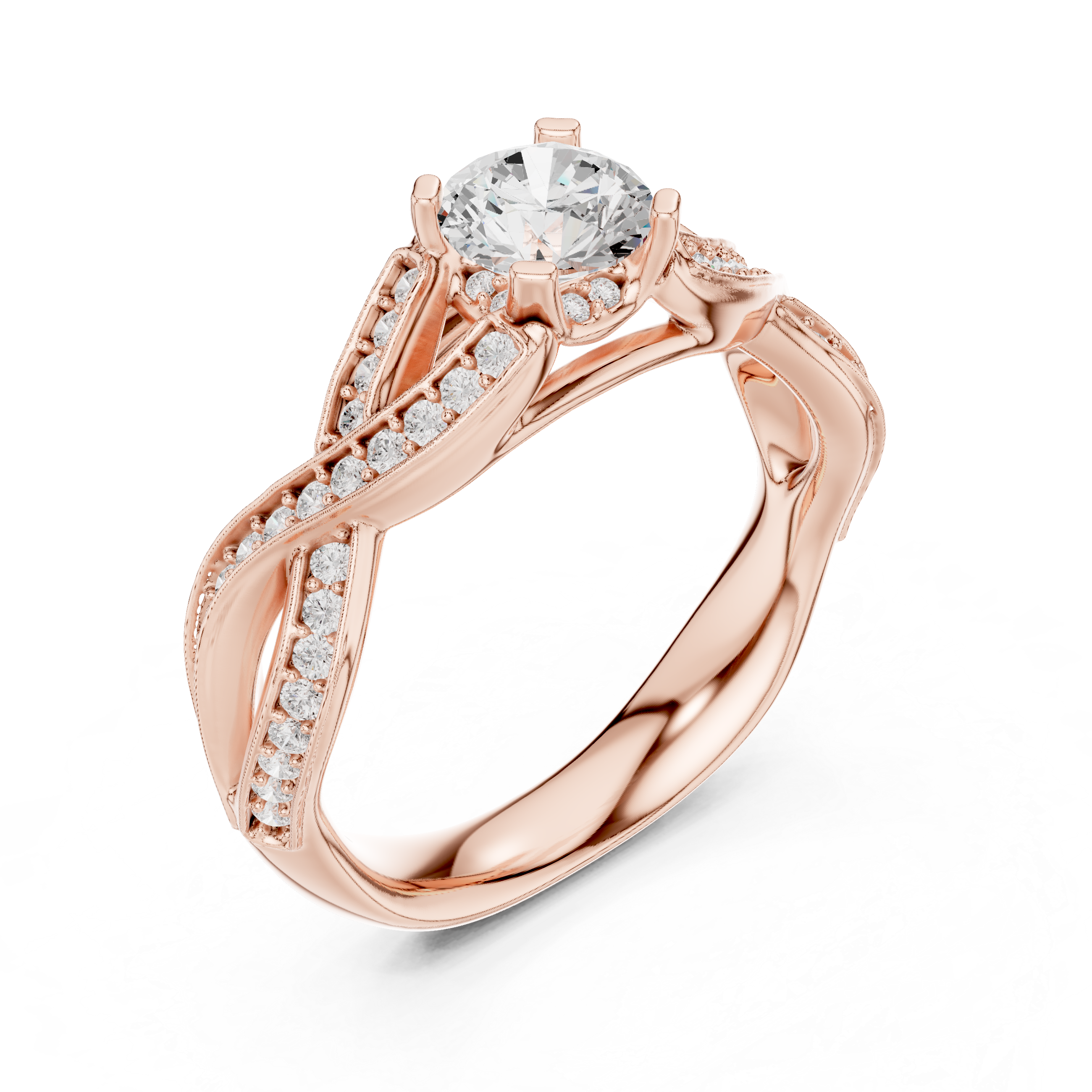 Twisted Infinity Diamond Solitaire Ring