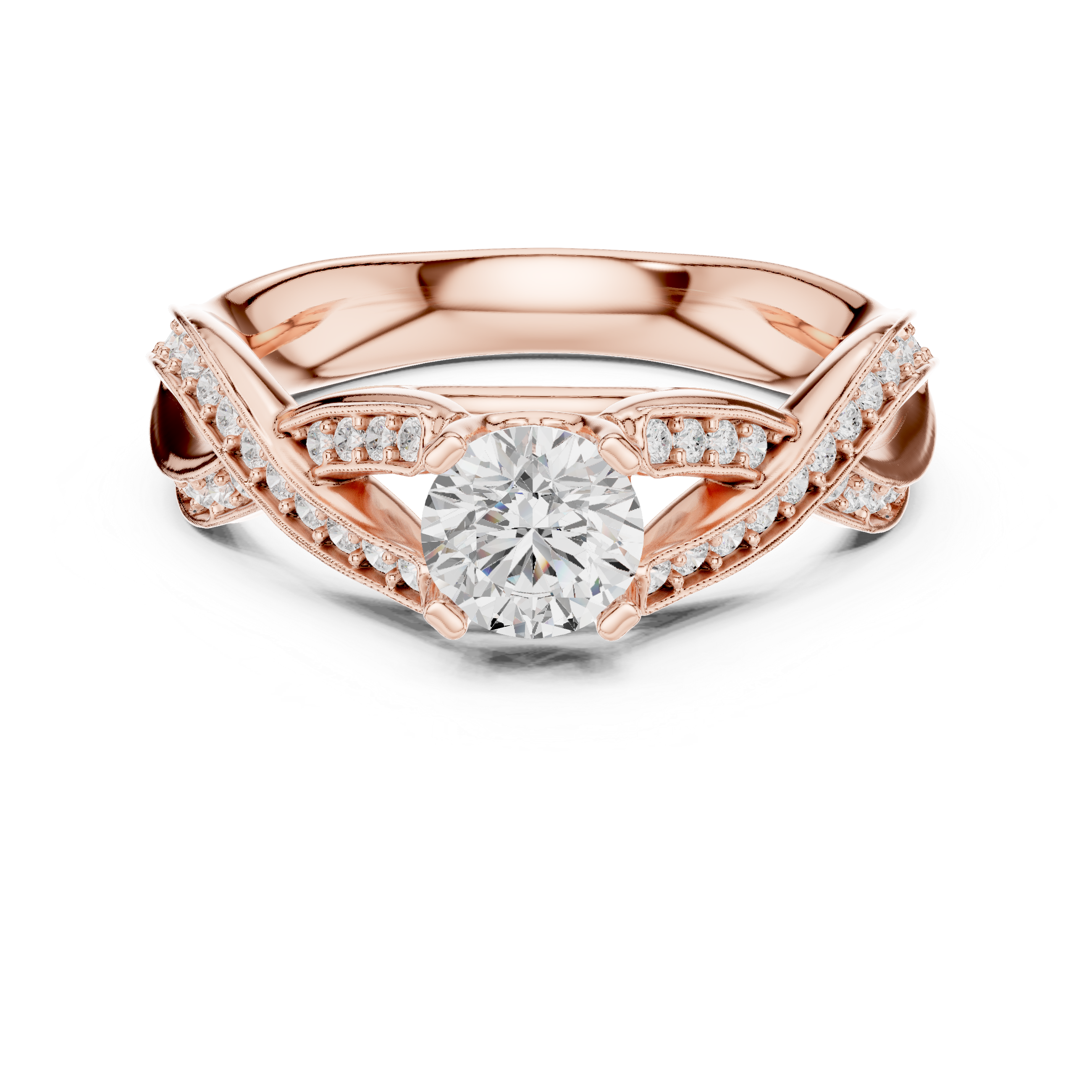Twisted Infinity Diamond Solitaire Ring