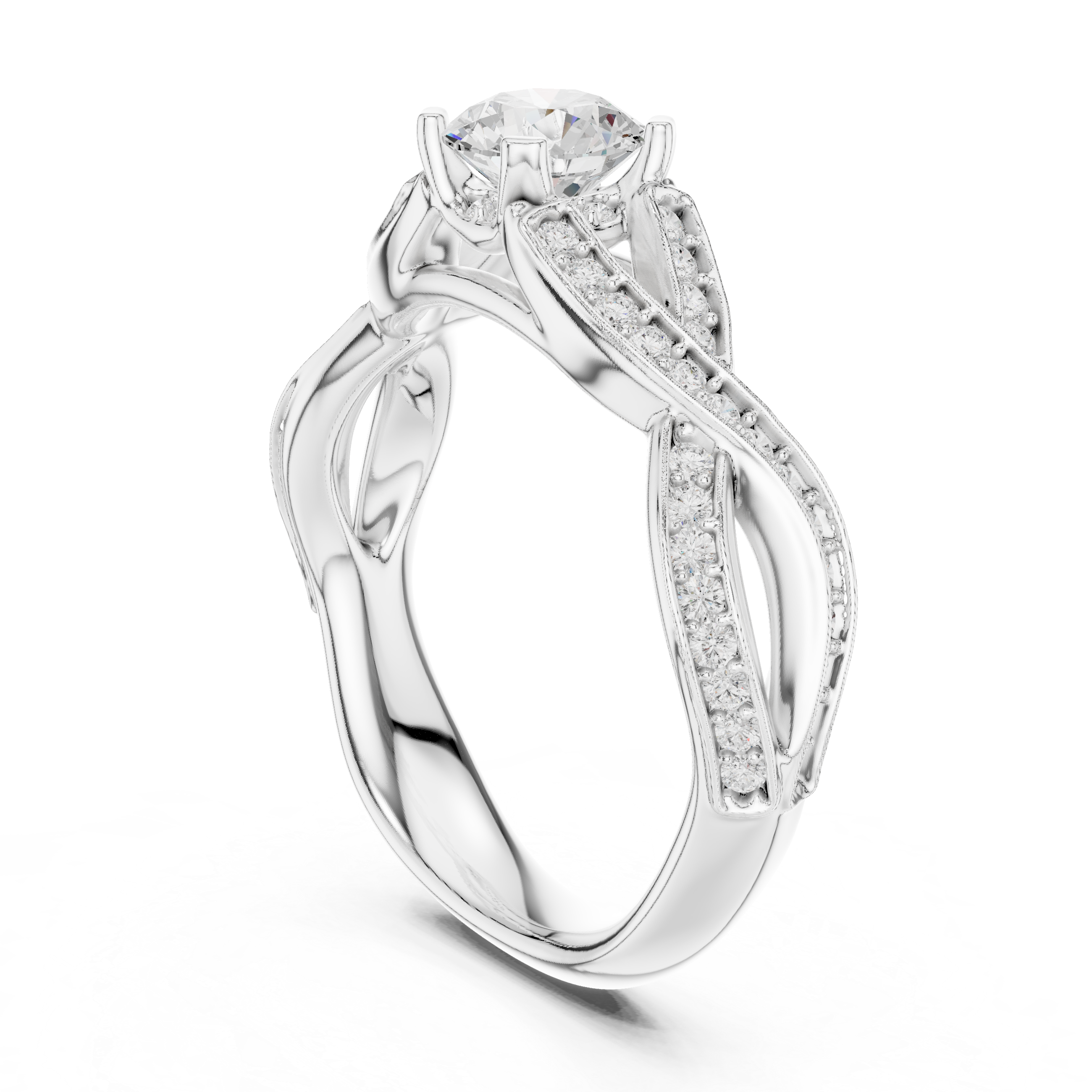Twisted Infinity Diamond Solitaire Ring