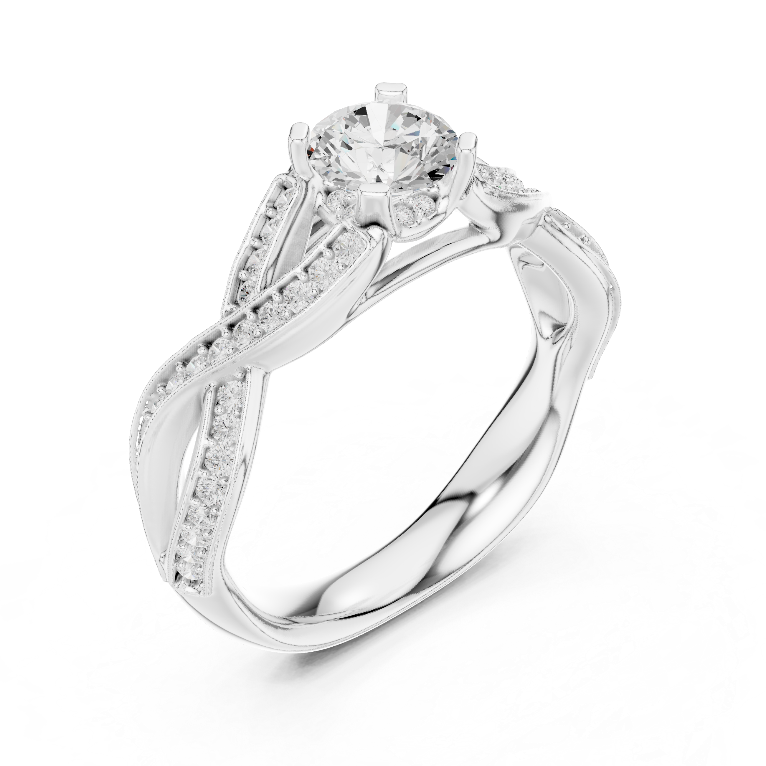 Twisted Infinity Diamond Solitaire Ring