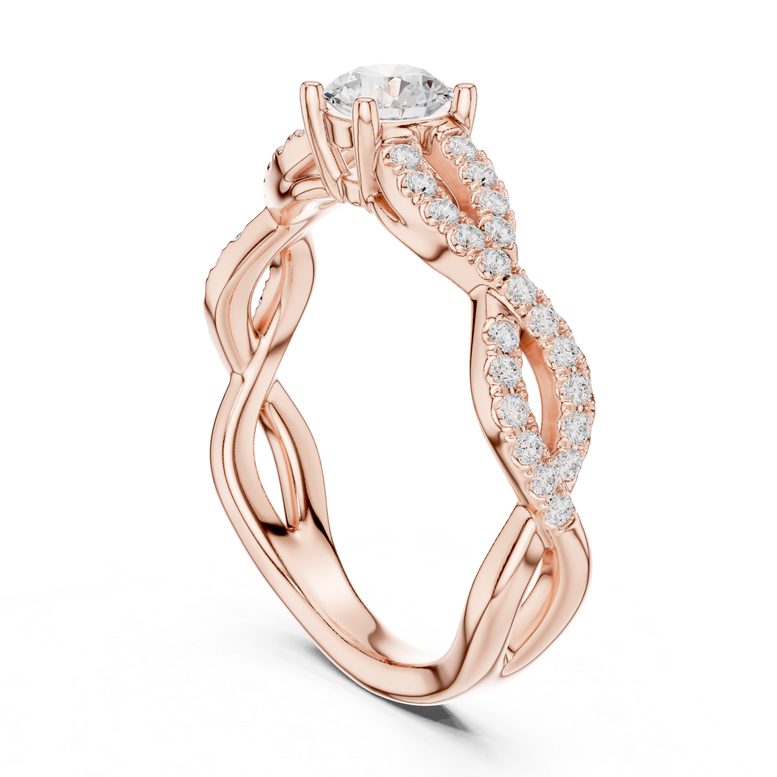 Intertwined Infinity Diamond Solitaire Ring