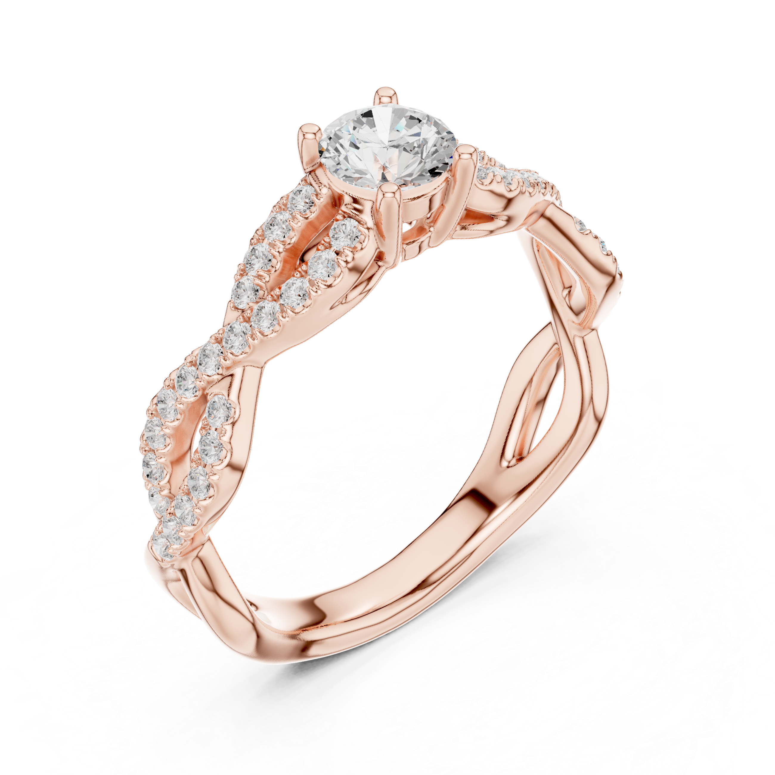 Intertwined Infinity Diamond Solitaire Ring