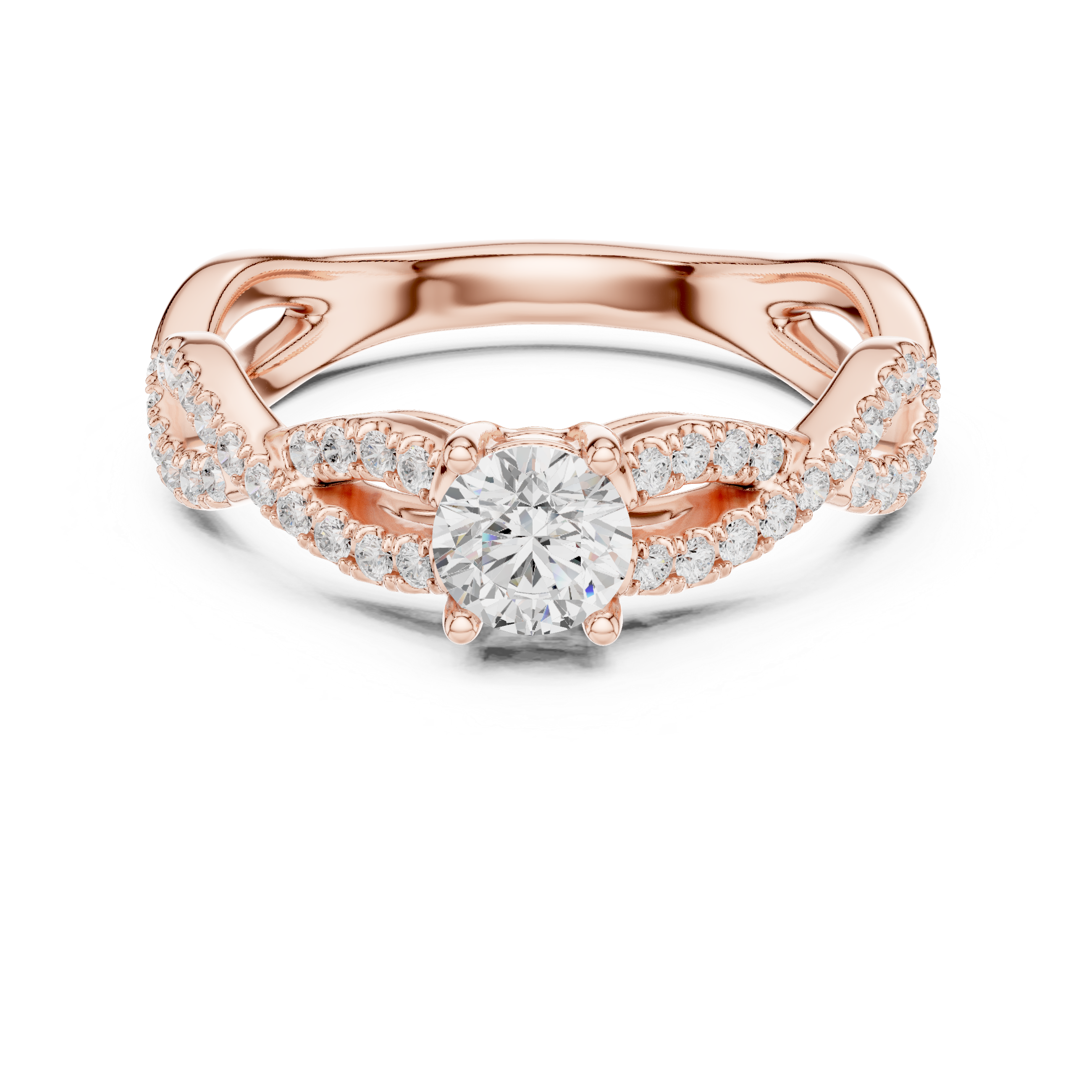 Intertwined Infinity Diamond Solitaire Ring