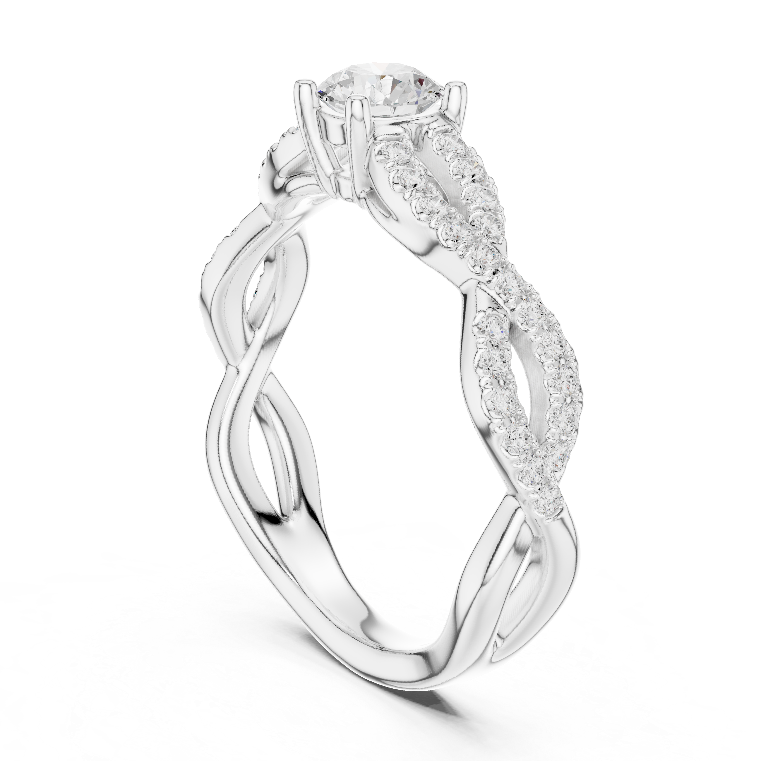 Intertwined Infinity Diamond Solitaire Ring