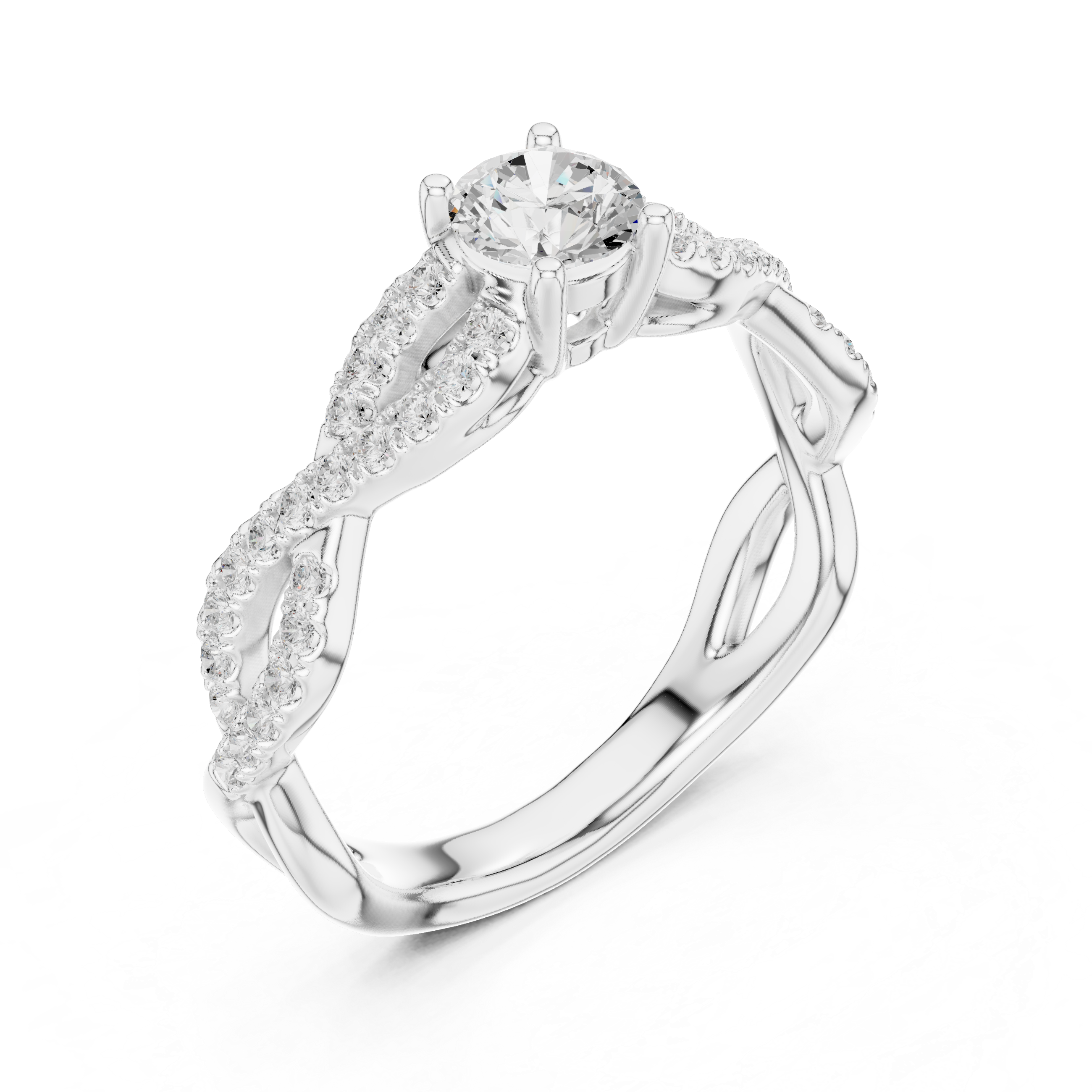 Intertwined Infinity Diamond Solitaire Ring