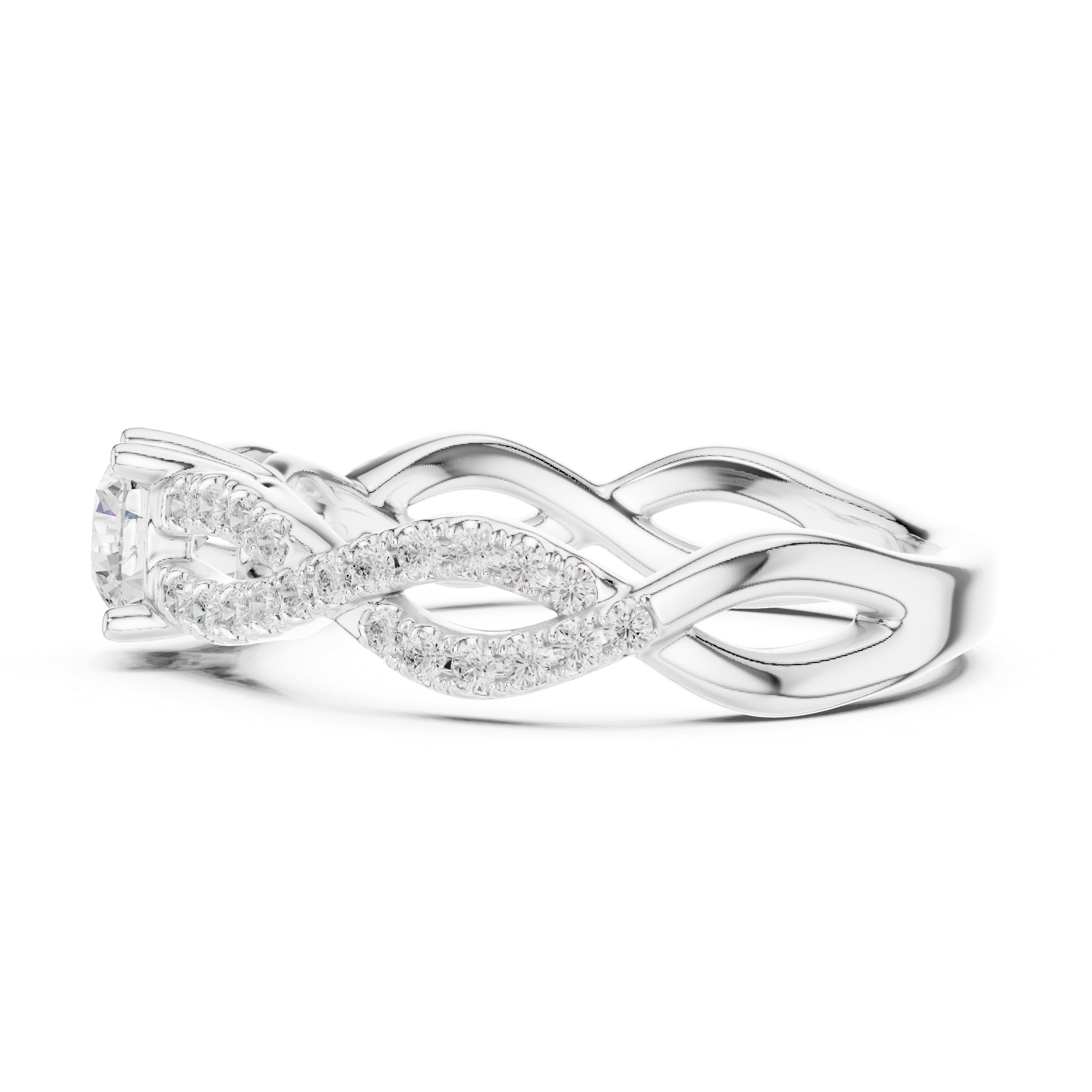 Intertwined Infinity Diamond Solitaire Ring
