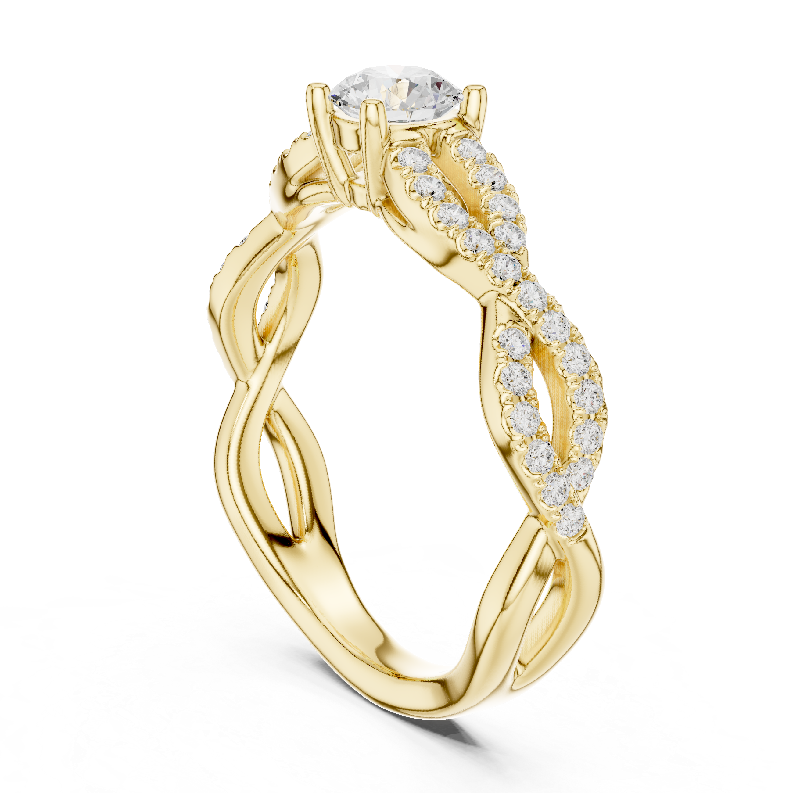 Intertwined Infinity Diamond Solitaire Ring