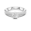 Crown-Set Solitaire Diamond Ring with Double Pave Band