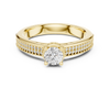 Crown-Set Solitaire Diamond Ring with Double Pave Band