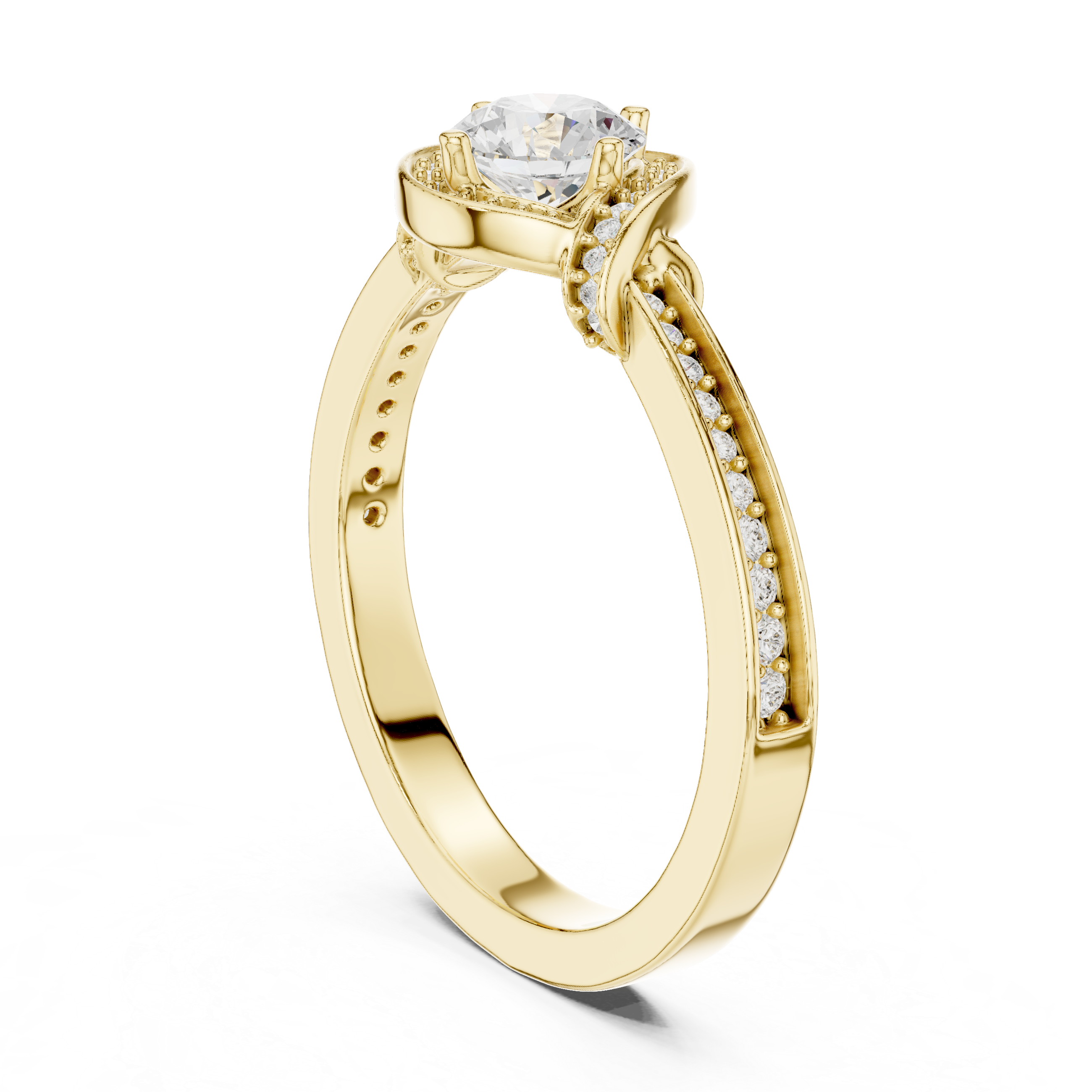 Twisted Pav?-Set Band and Round Center Stone