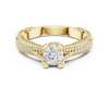 Exquisite Triple Row Pav? Diamond Engagement Ring with Round Center