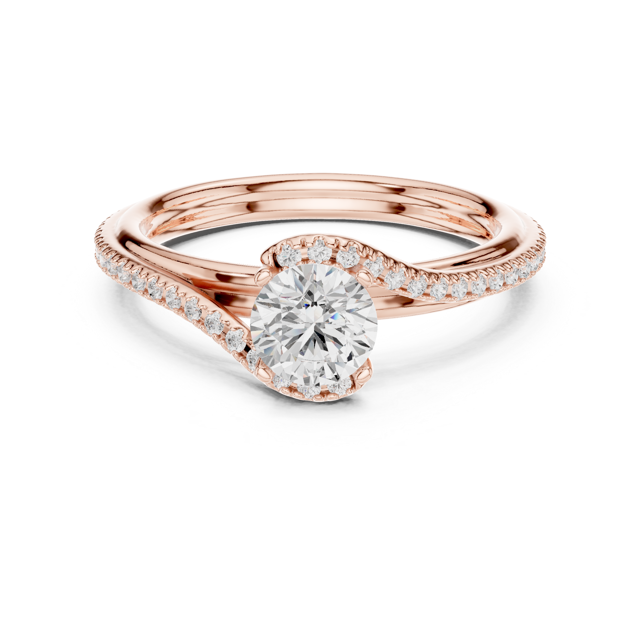 Timeless Diamond Engagement Ring with Pav?-Set Band and Classic Four-Prong Setting