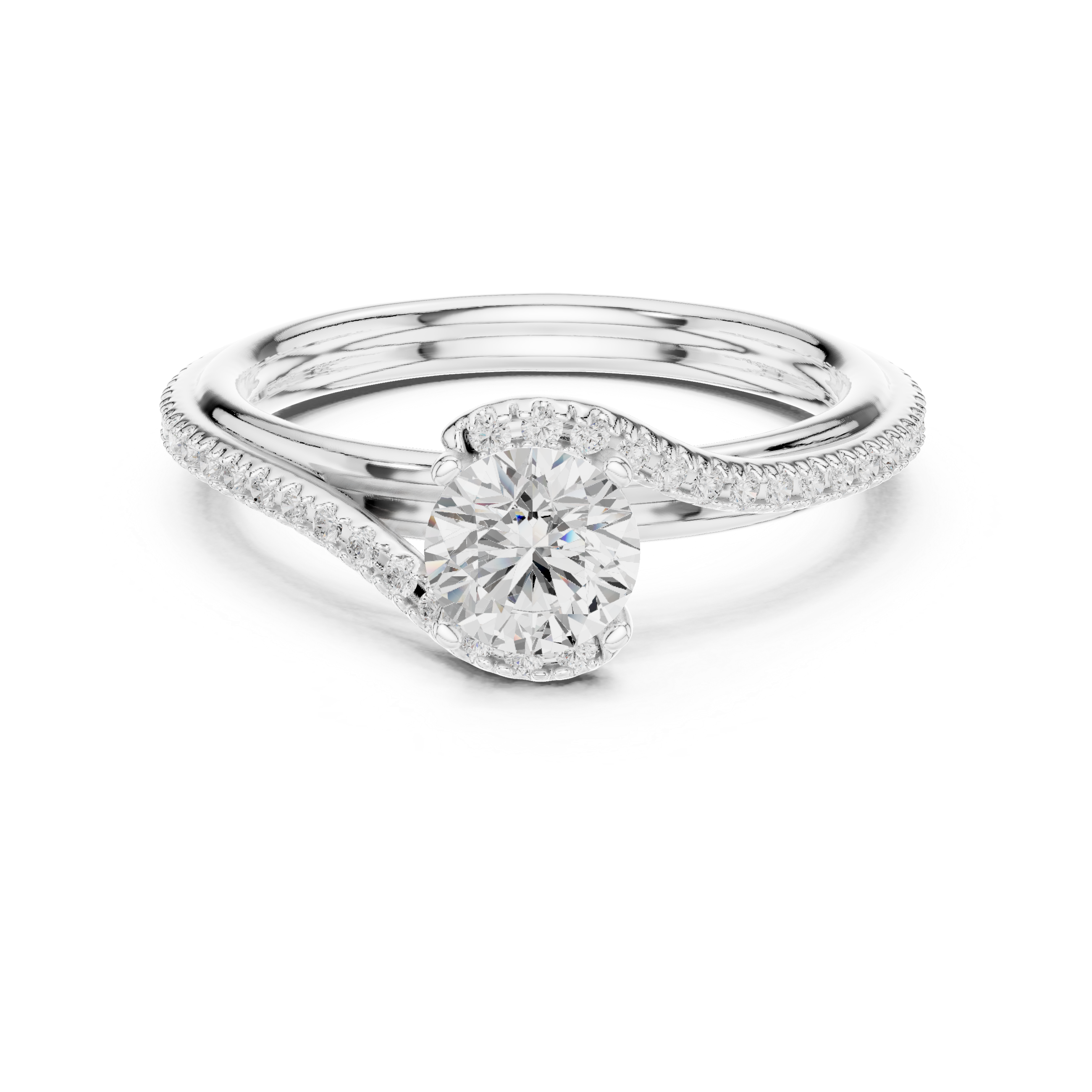 Timeless Diamond Engagement Ring with Pav?-Set Band and Classic Four-Prong Setting