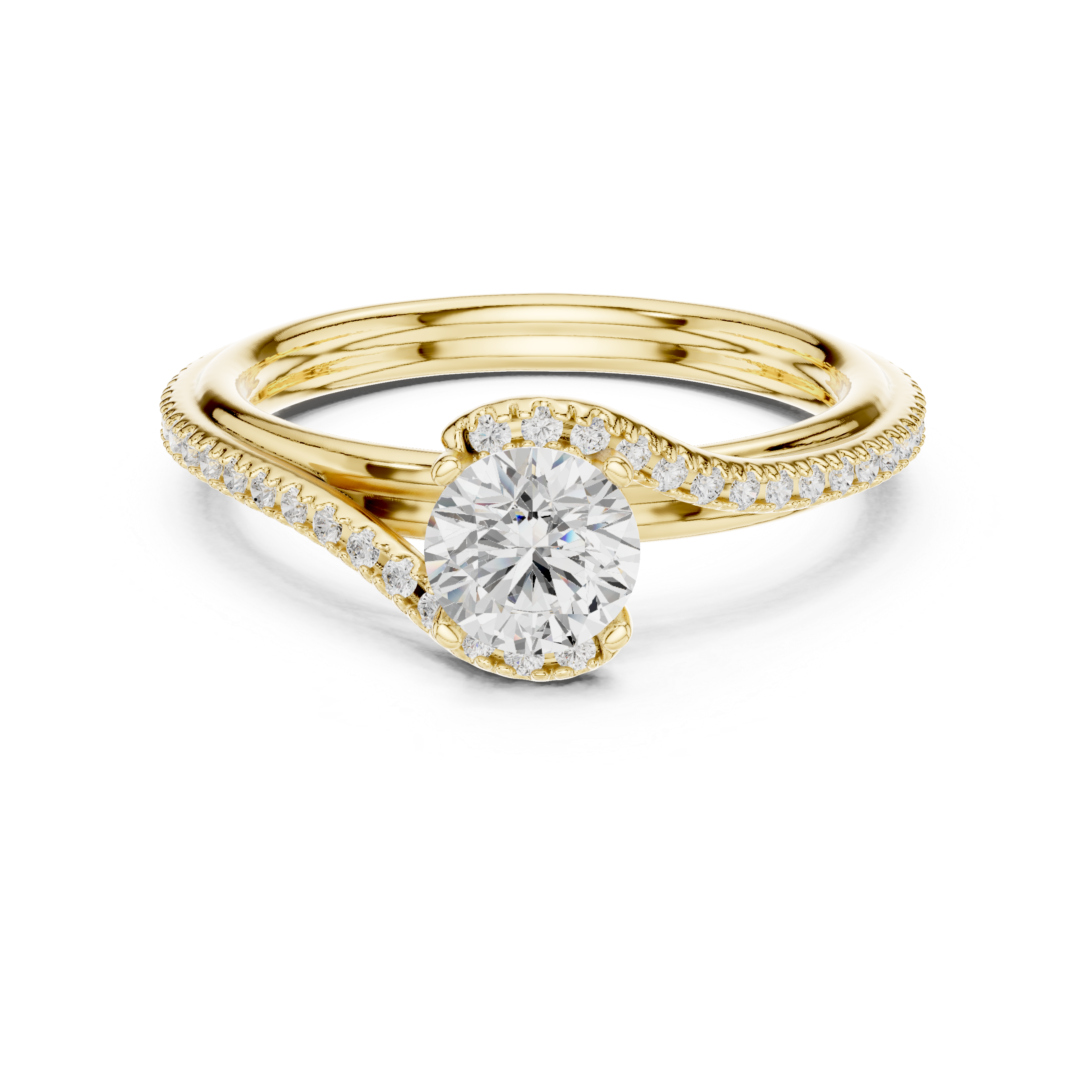 Timeless Diamond Engagement Ring with Pav?-Set Band and Classic Four-Prong Setting