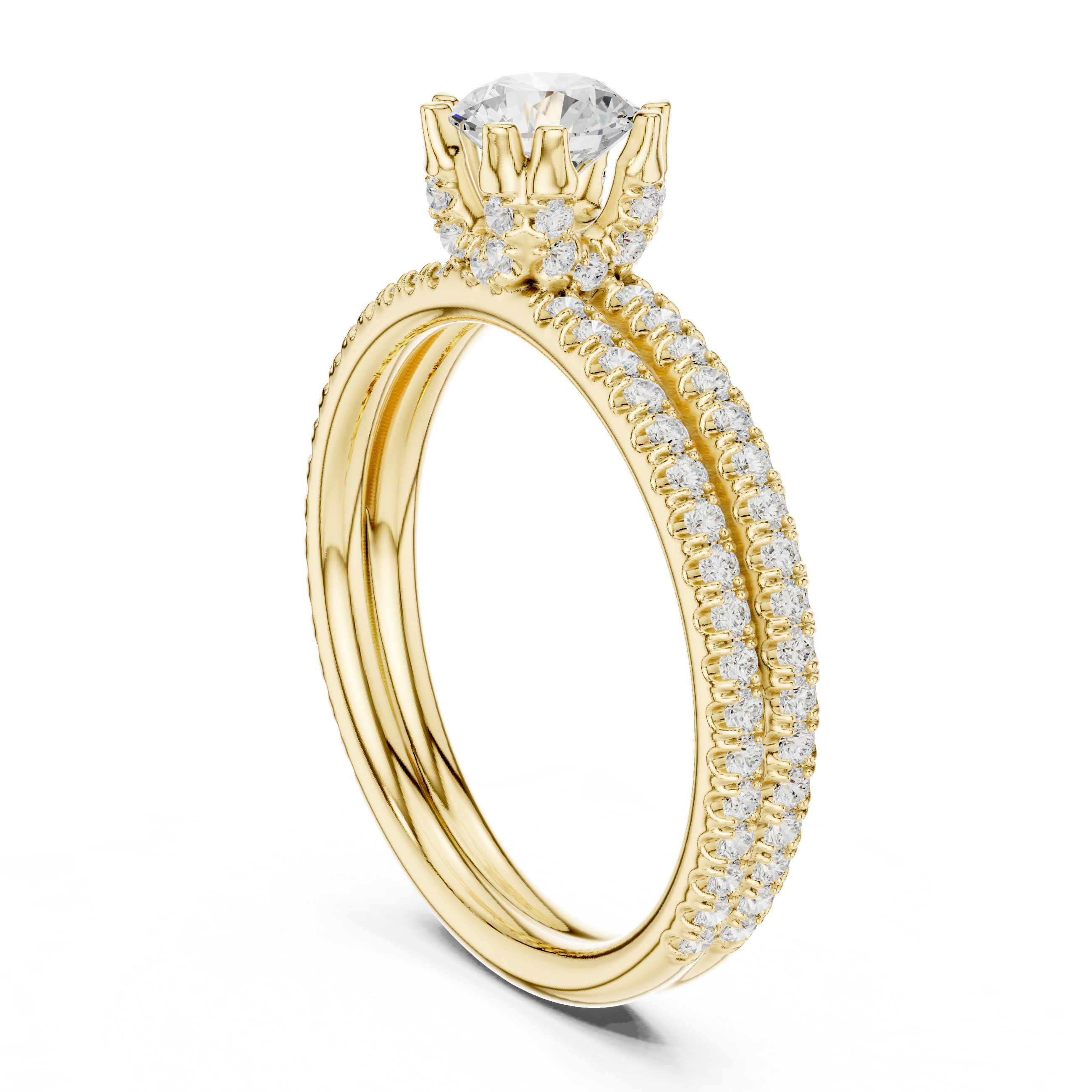 Engagement Ring with Intricate Halo and Round Center Stone