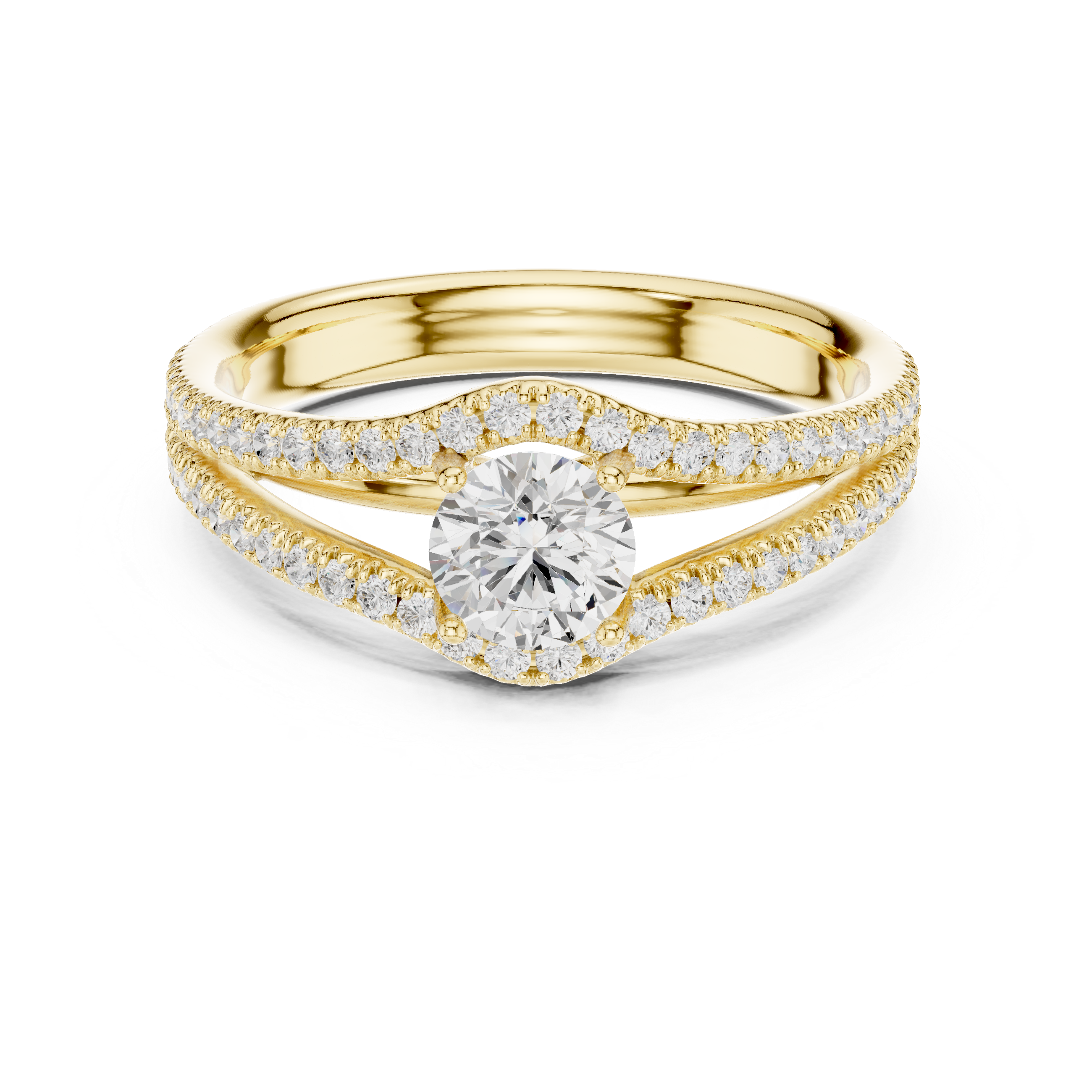 Classic Elegance Rose Gold Diamond Pav? Split Shank Engagement Ring