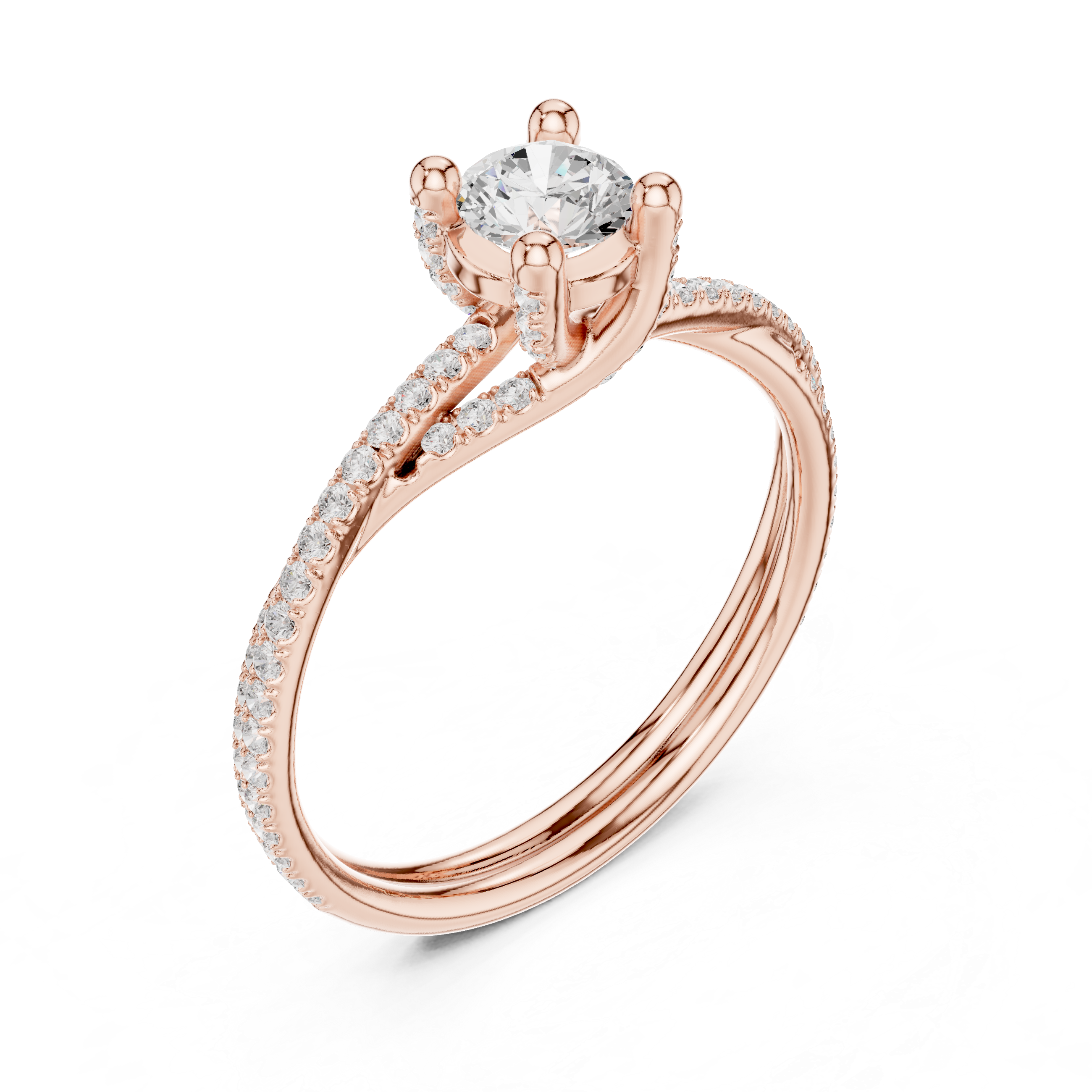 Pav? Split Shank Engagement Ring