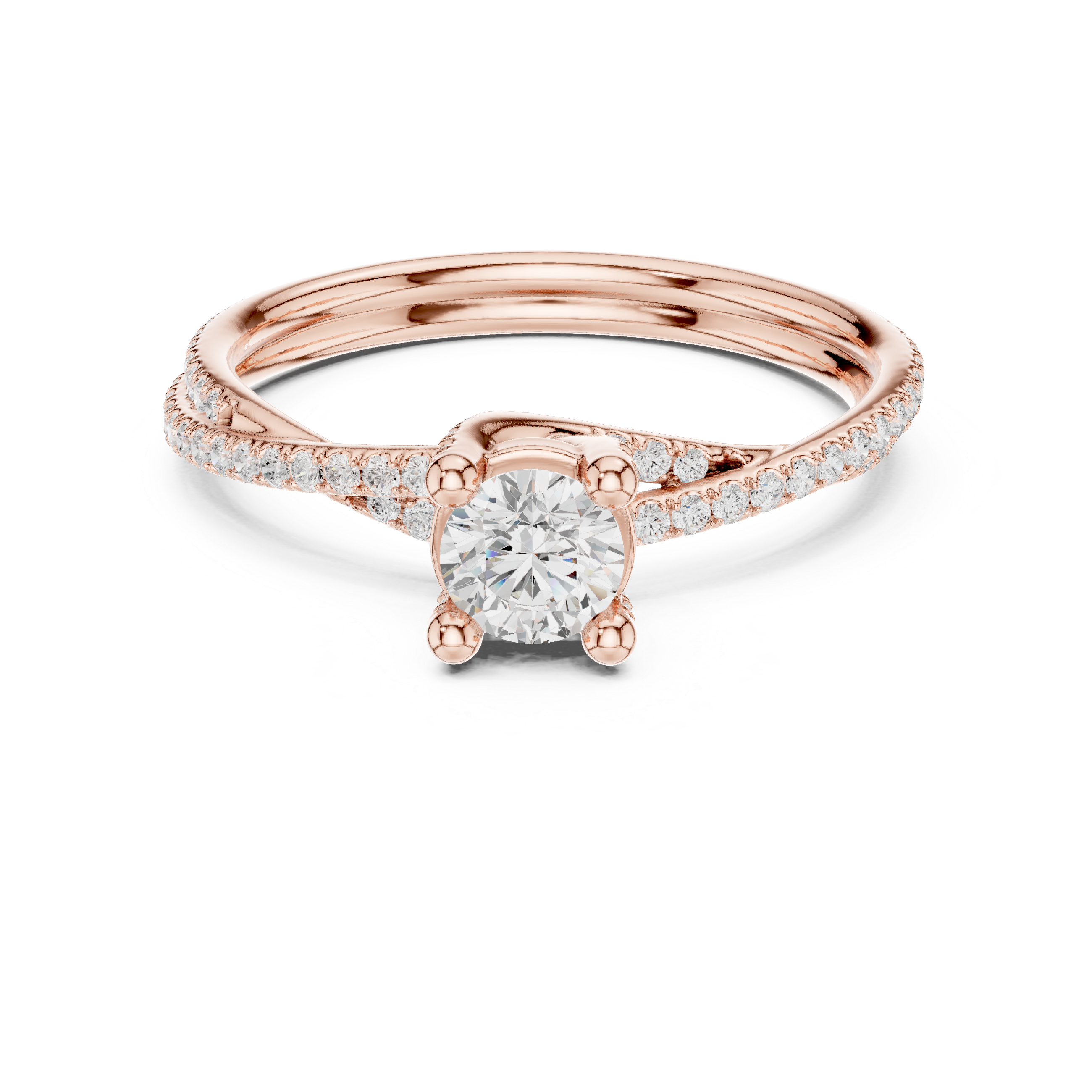 Pav? Split Shank Engagement Ring