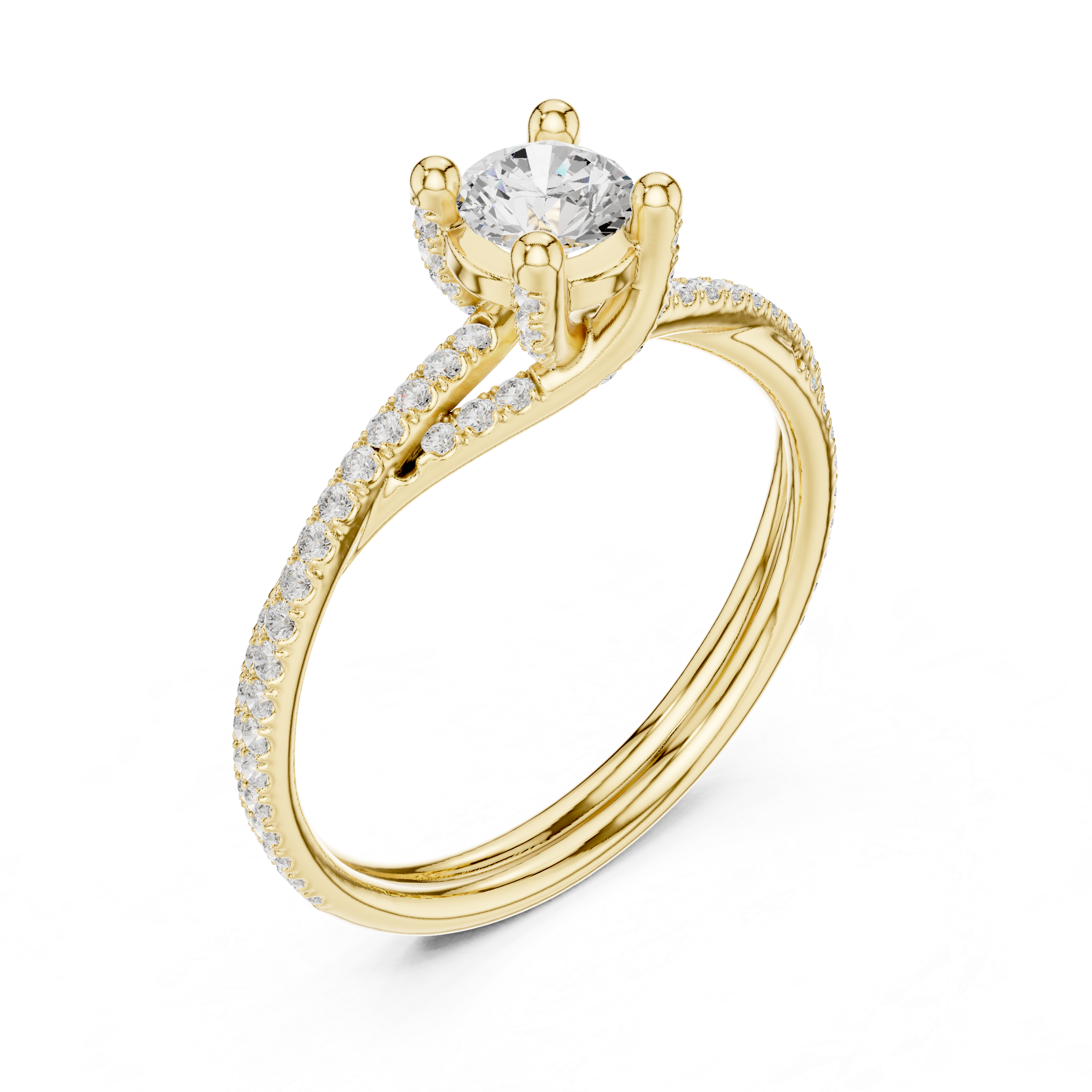 Pav? Split Shank Engagement Ring