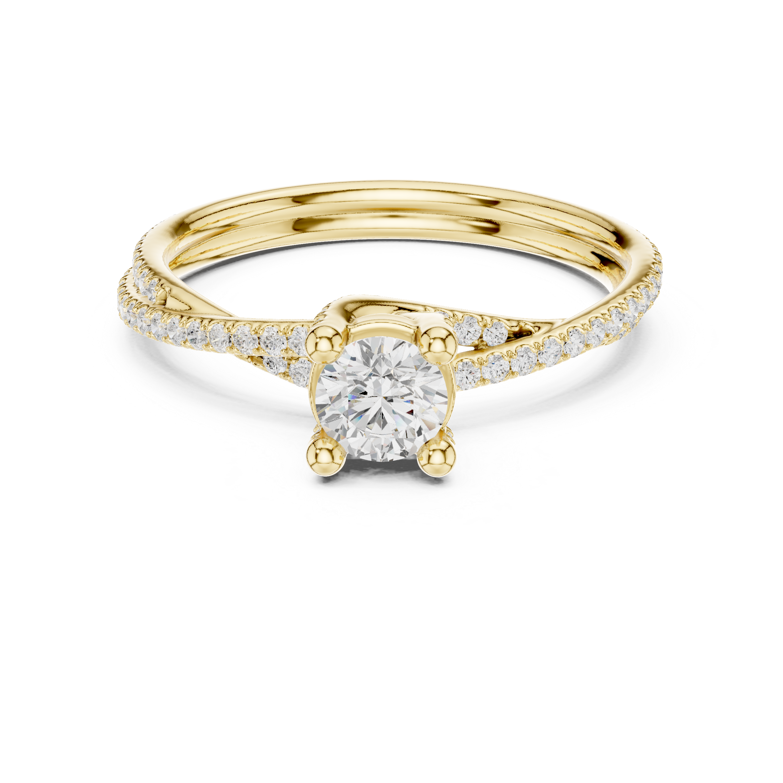 Pav? Split Shank Engagement Ring