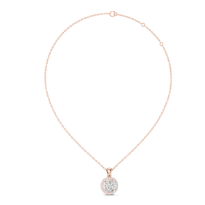 Radiant Rose Gold Diamond Halo Pendant