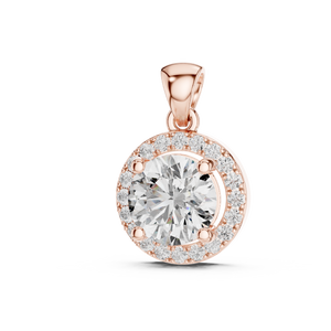 Radiant Rose Gold Diamond Halo Pendant