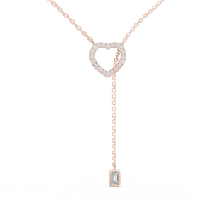 Lover's Knot Open Heart Pendant with Elegant Dangling Gemstone