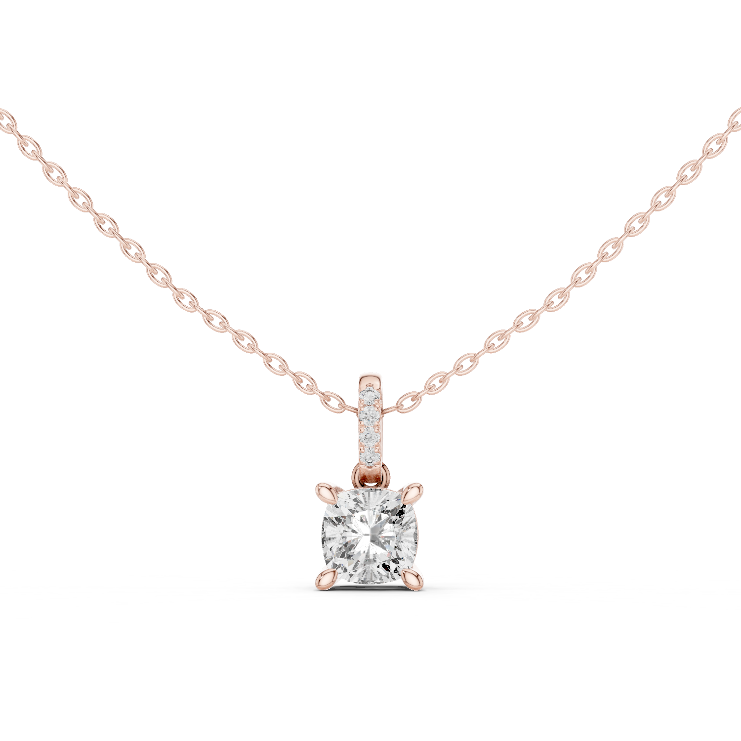 Classic Rose Gold Solitaire Diamond Pendant Necklace