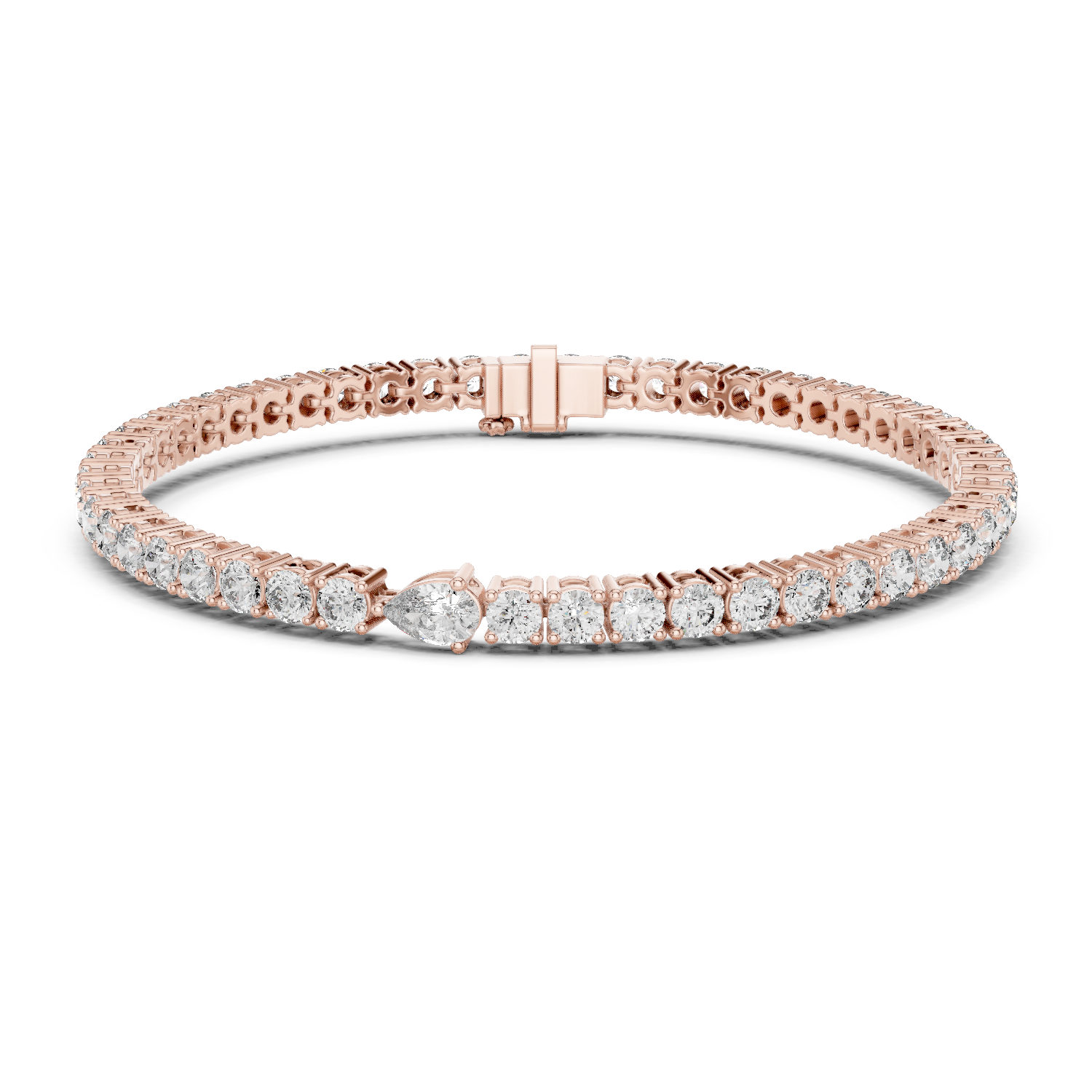 Pear-Shaped Center Diamond Tennis Bracelet