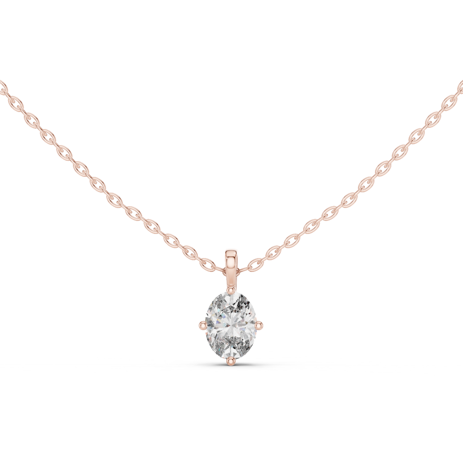 Oval Brilliant Diamond Pendant in Four-Prong Setting