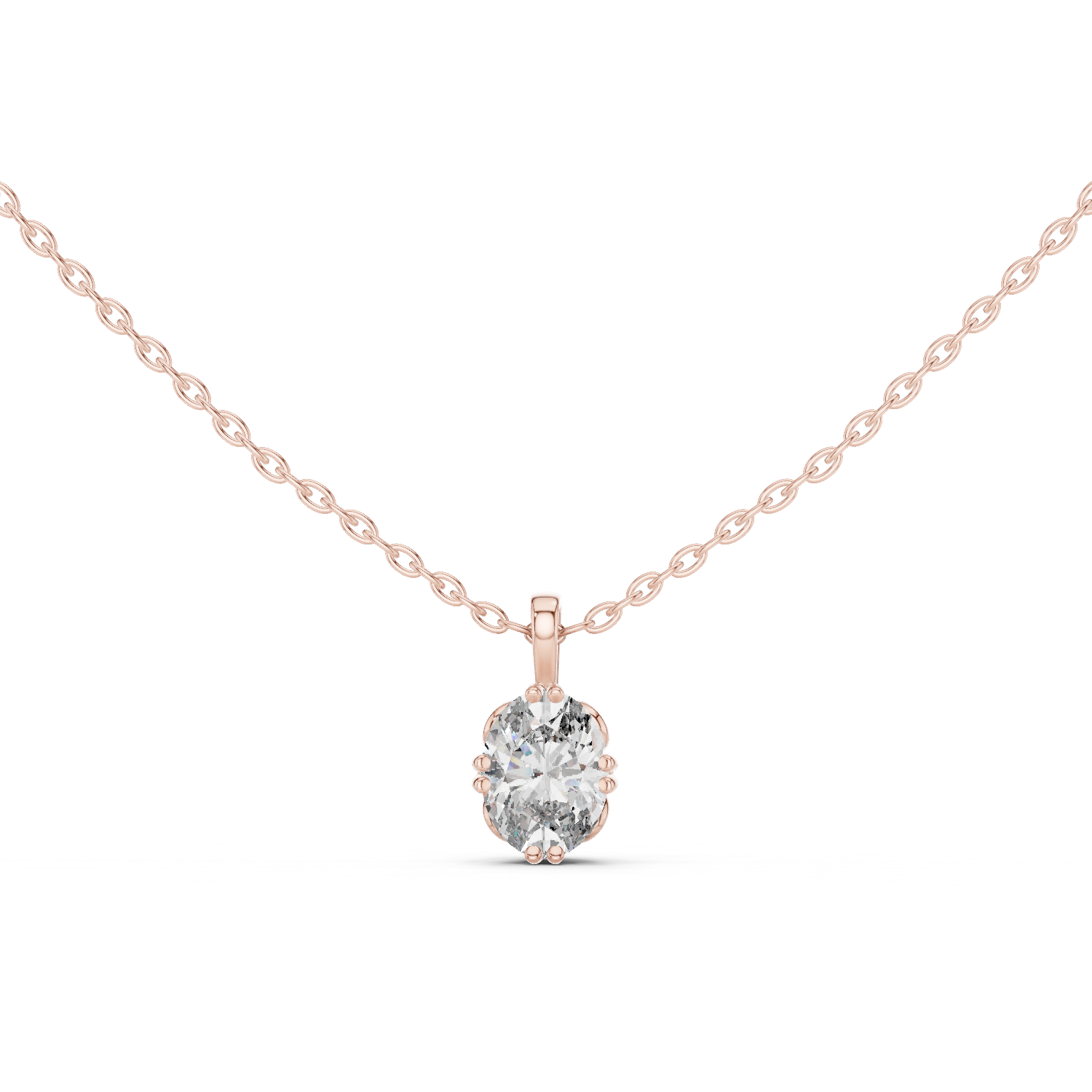 Oval Diamond Rose Gold Pendant