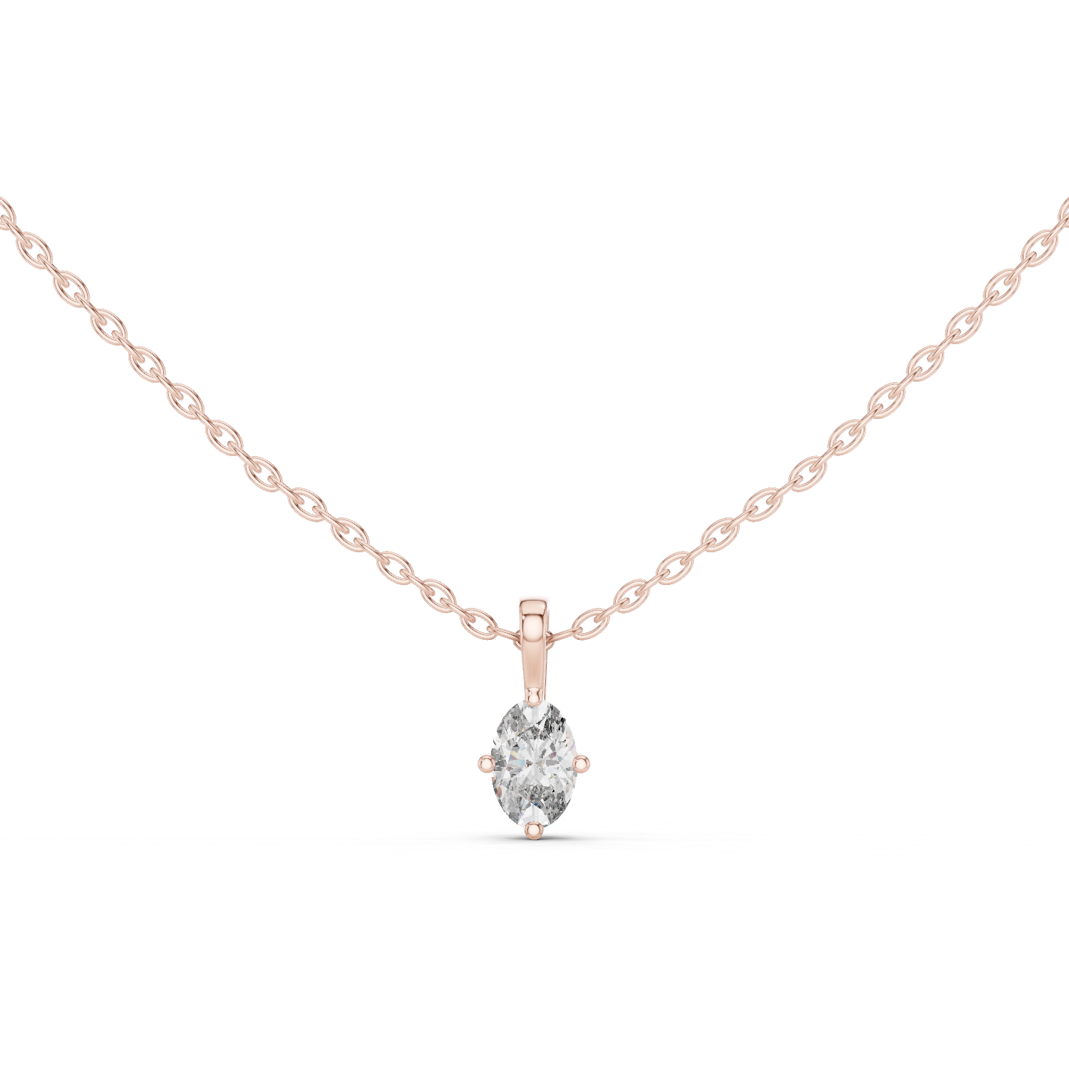 "Eternal Glow: Rose Gold Oval Radiance Pendant"