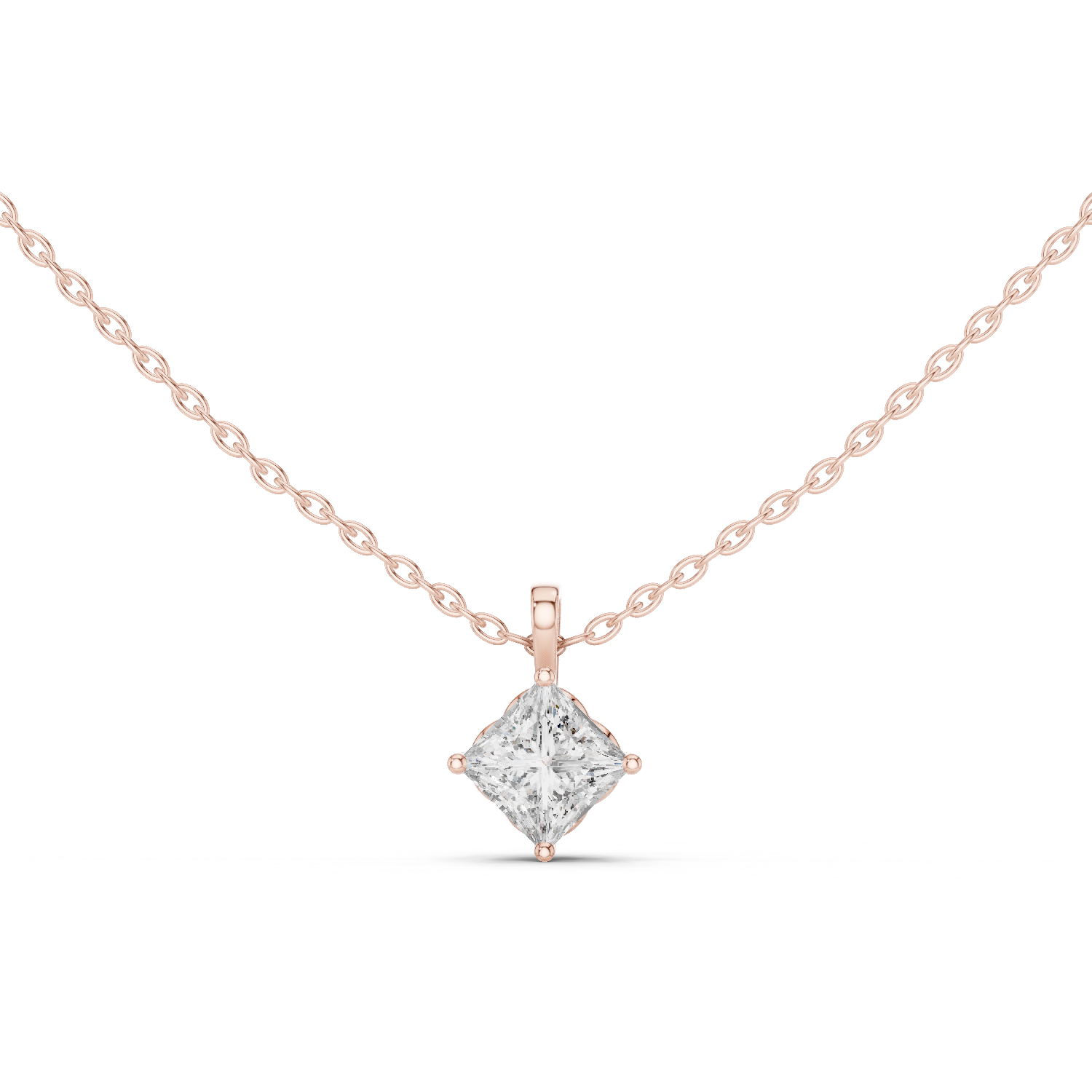 "Radiant Cushion Cut Rose Gold Pendant"