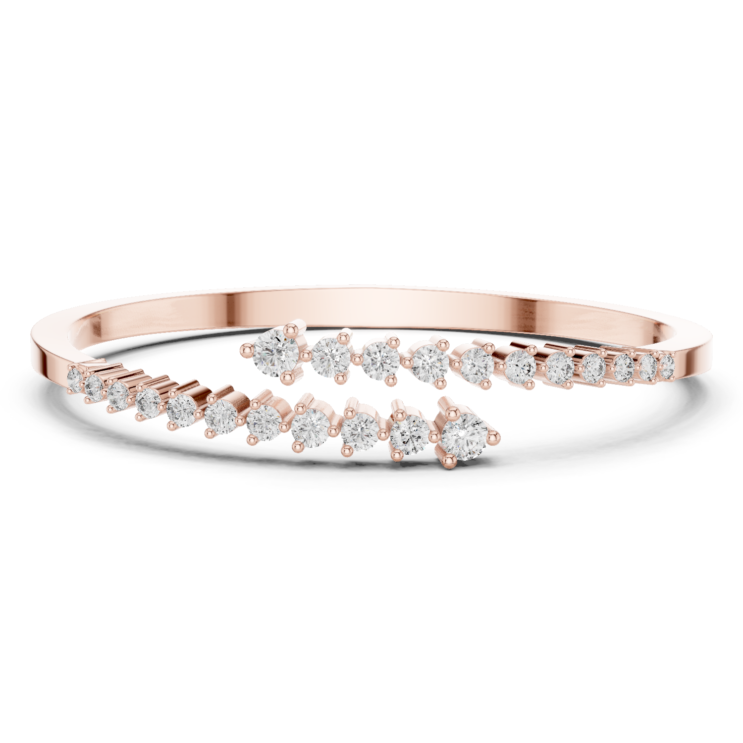 Open Bangle with Tapered Diamond Rows