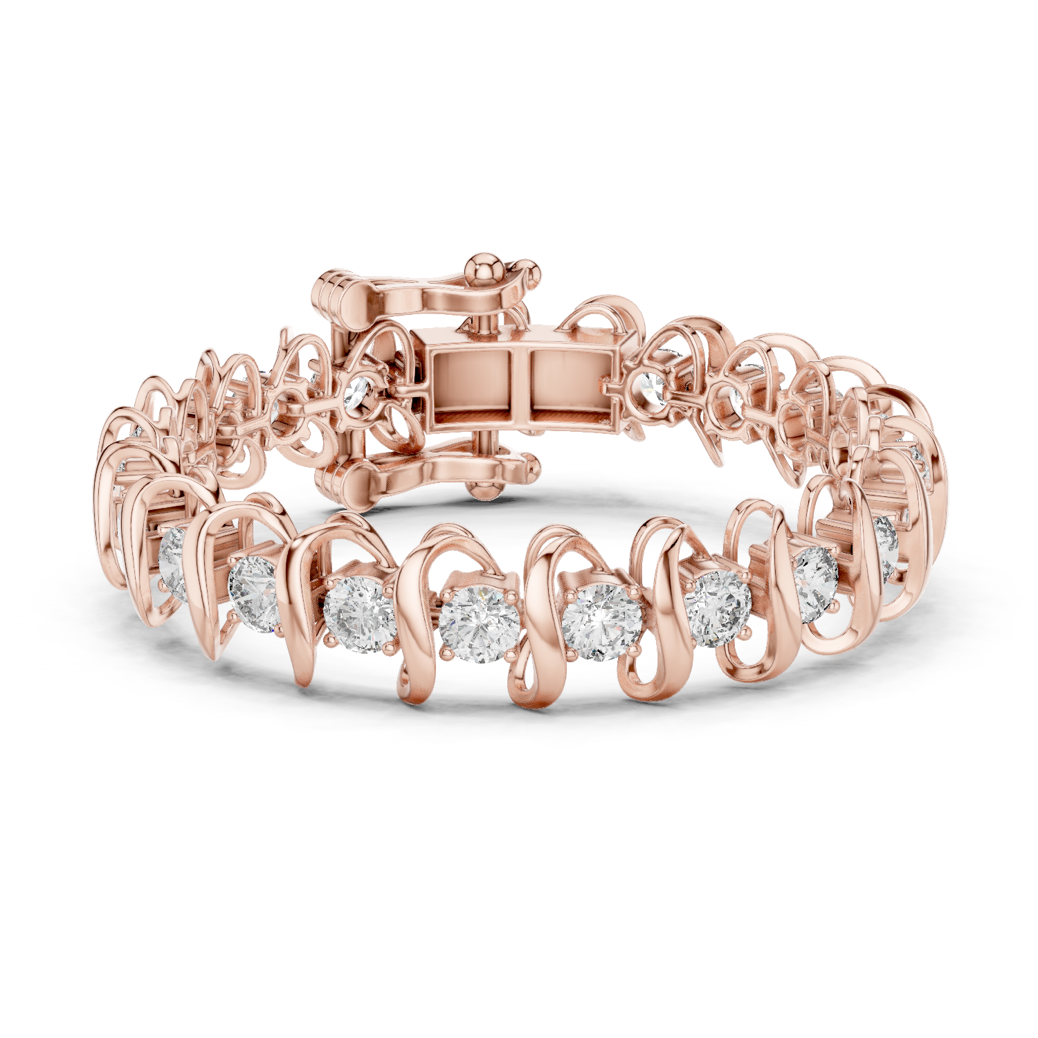 Swirl Embrace Rose Gold Diamond Bracelet