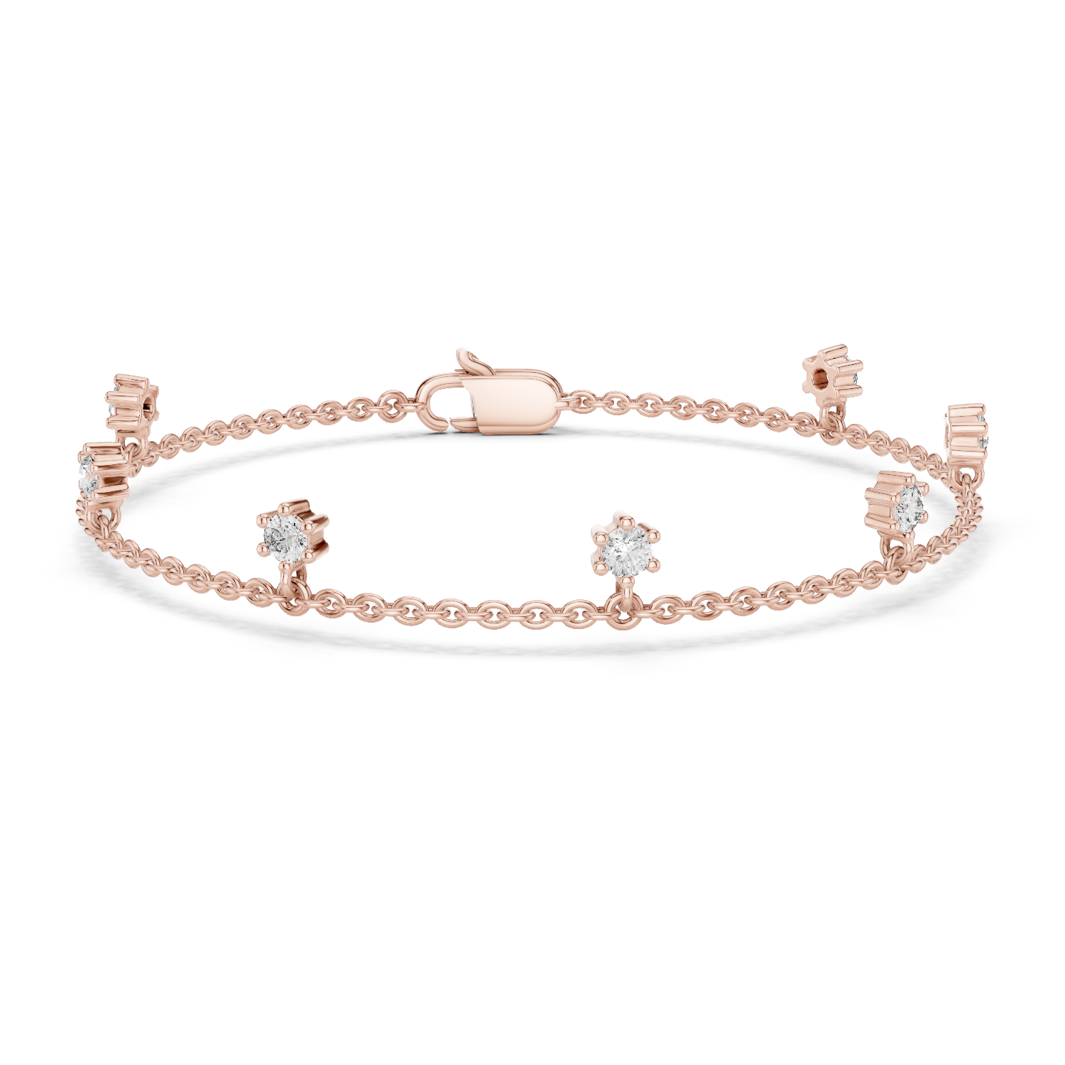 Bracelet with Dainty Diamond Floral Charms