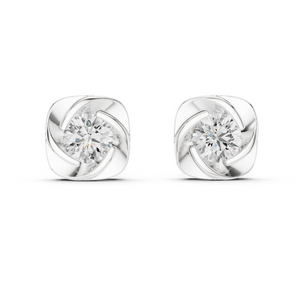 Diamond Stud Earrings with Swirl Design