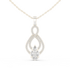 infinity-inspired pendant with a pavé diamond loop and a pear-shaped cluster centerpiece.