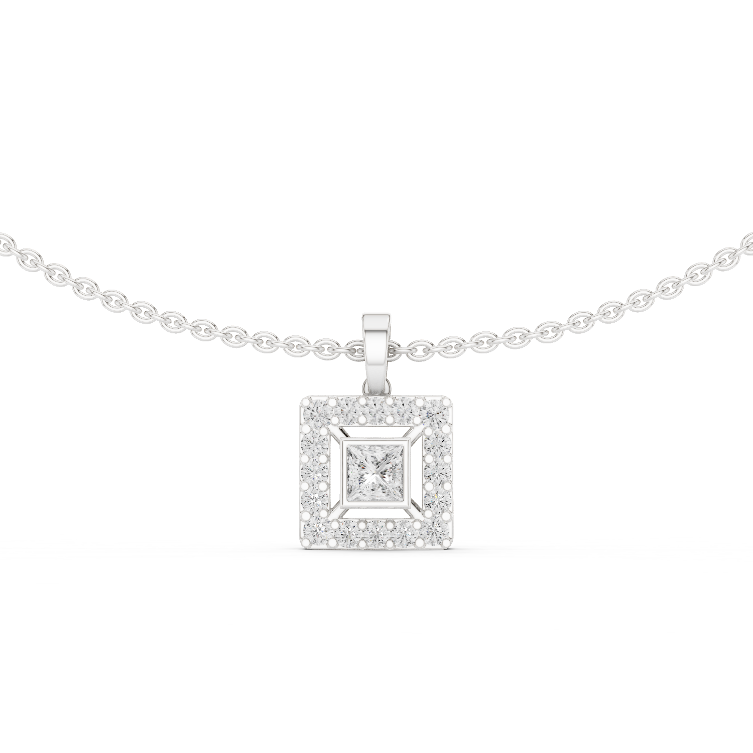 Classic Princess-Cut Stone with Rose Gold Halo Design