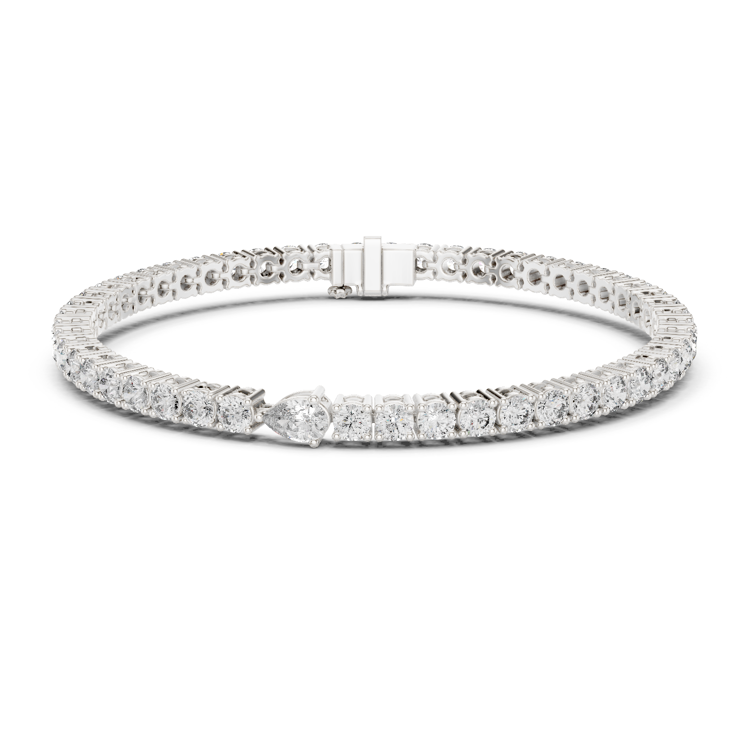 Pear-Shaped Center Diamond Tennis Bracelet