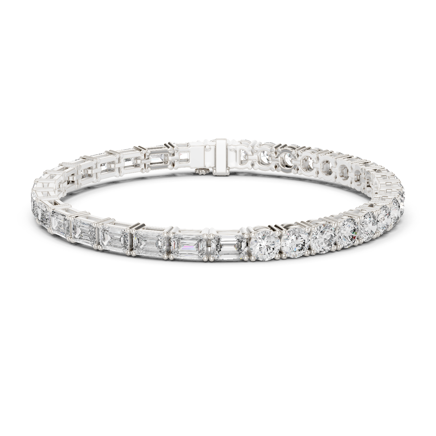Bracelet with Elegant Mix of Emerald-Cut and Round Diamonds