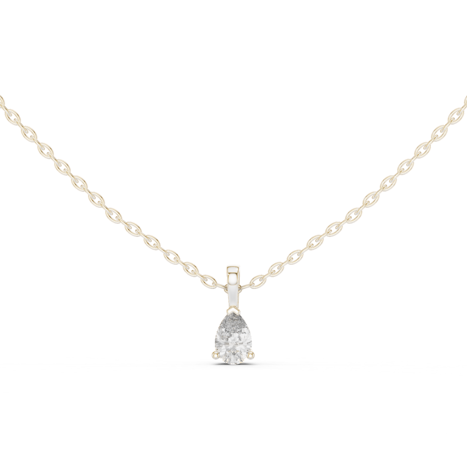Brilliant pear-shaped diamond cradled in a minimalist