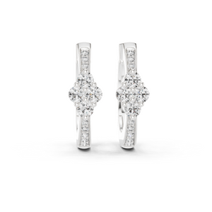Elegant Rose Gold and Diamond Cluster Hoop Earrings