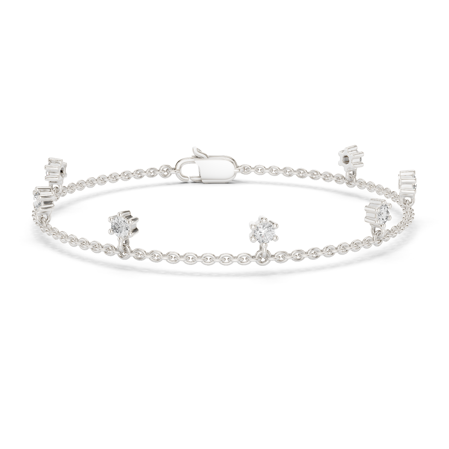 Bracelet with Dainty Diamond Floral Charms