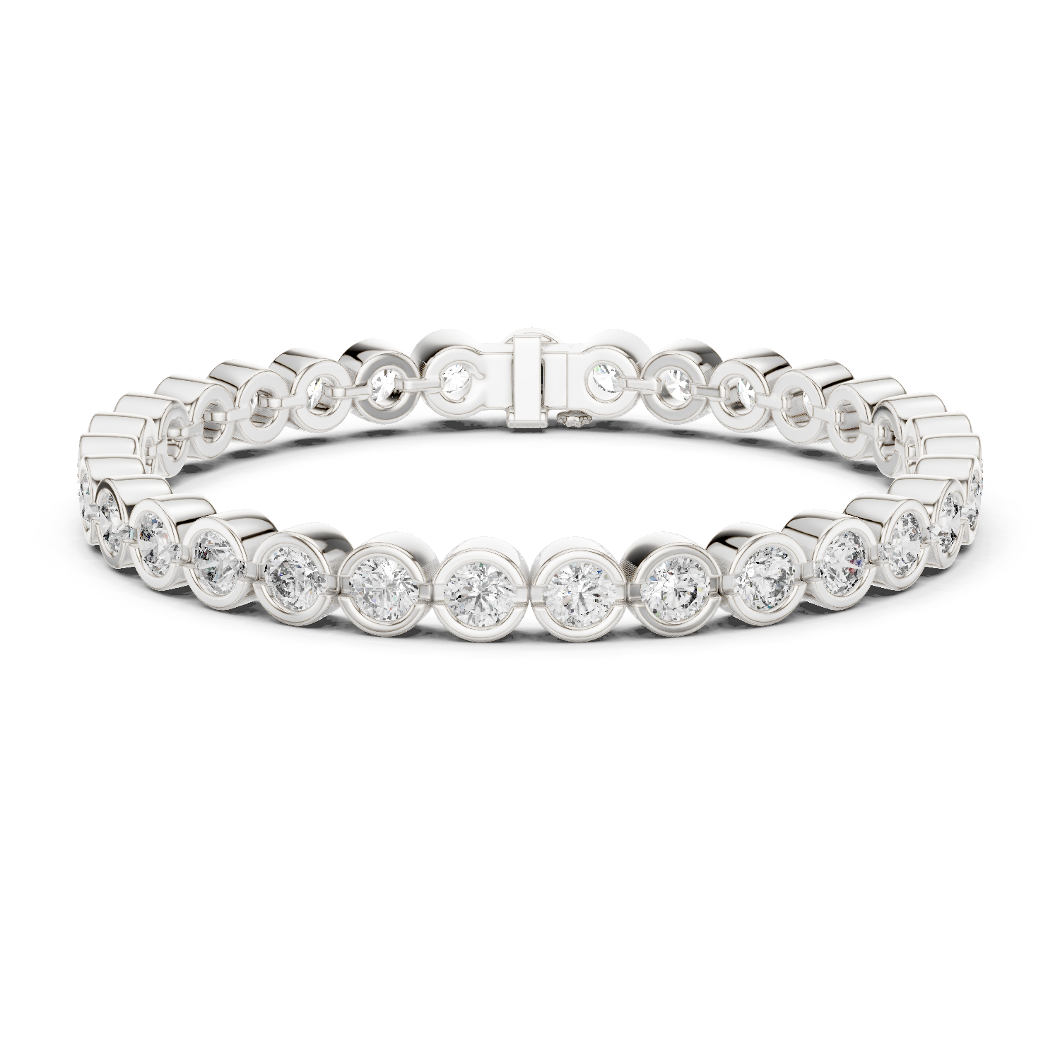 Bracelet with Bezel-Set Round Diamonds for Timeless Elegance